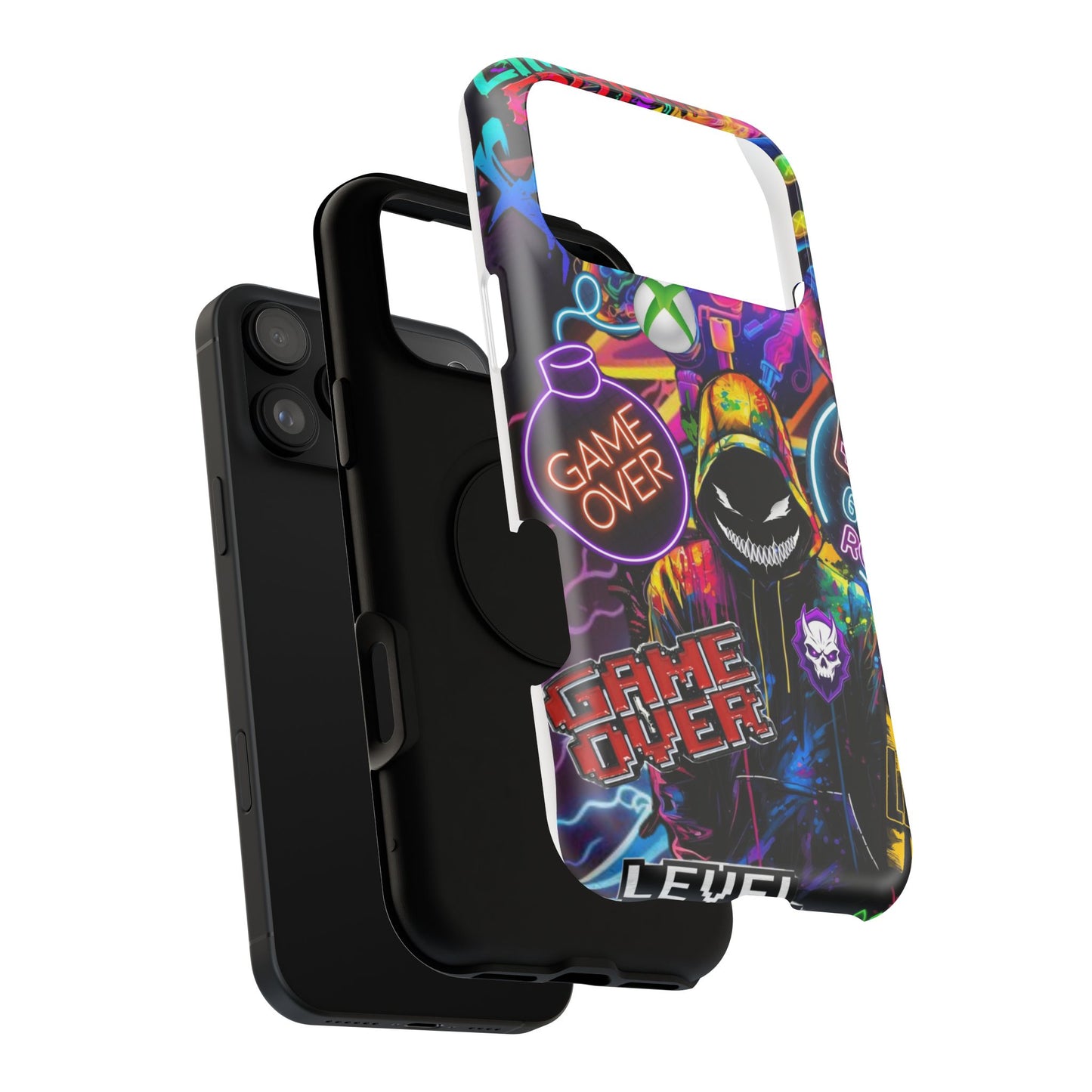 Vibrant Gaming Phone Case, Game Over Design, Impact-Resistant Case, Gamer Gift, Colorful Phone Accessory, Phone Protection