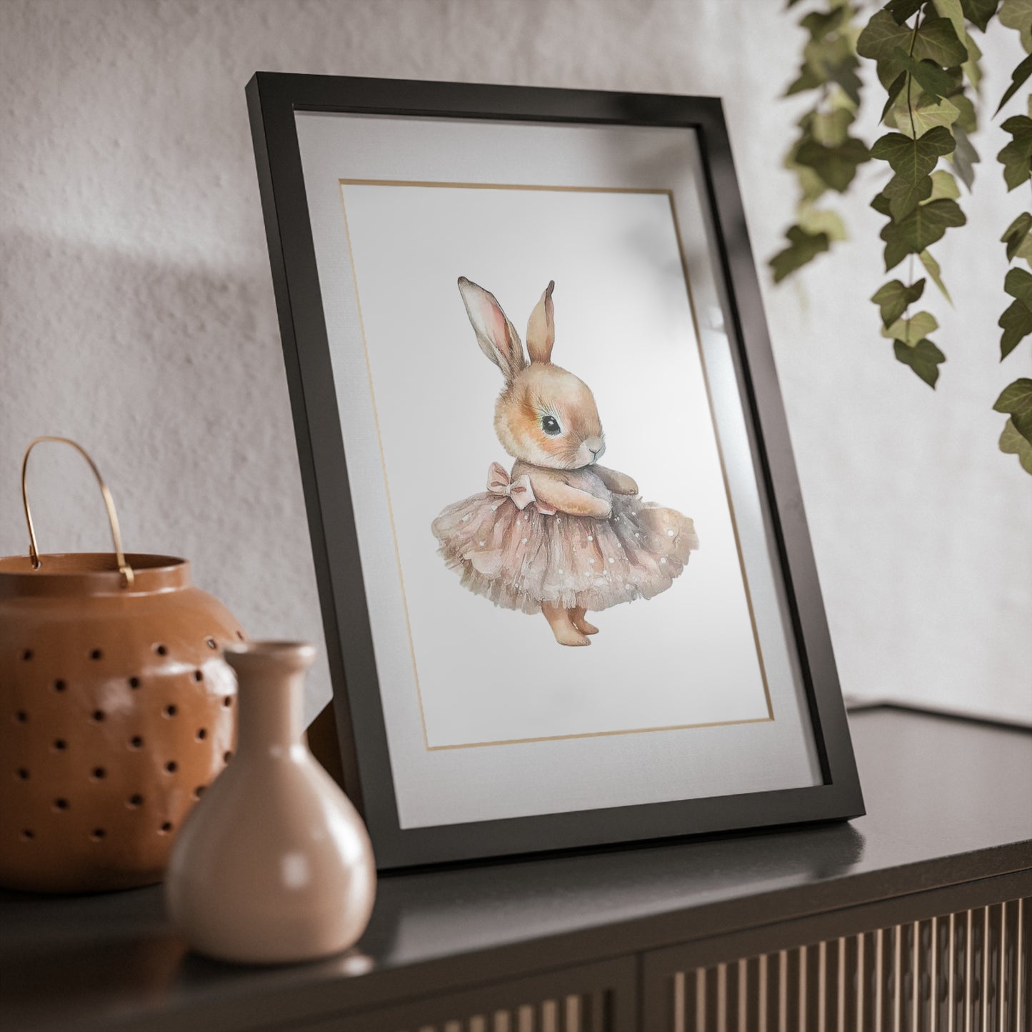 Cute Bunny Framed Poster | Adorable Wall Art for Nursery Decor, Kids Room, Birthday Gift, Easter Decoration, Unframed Option