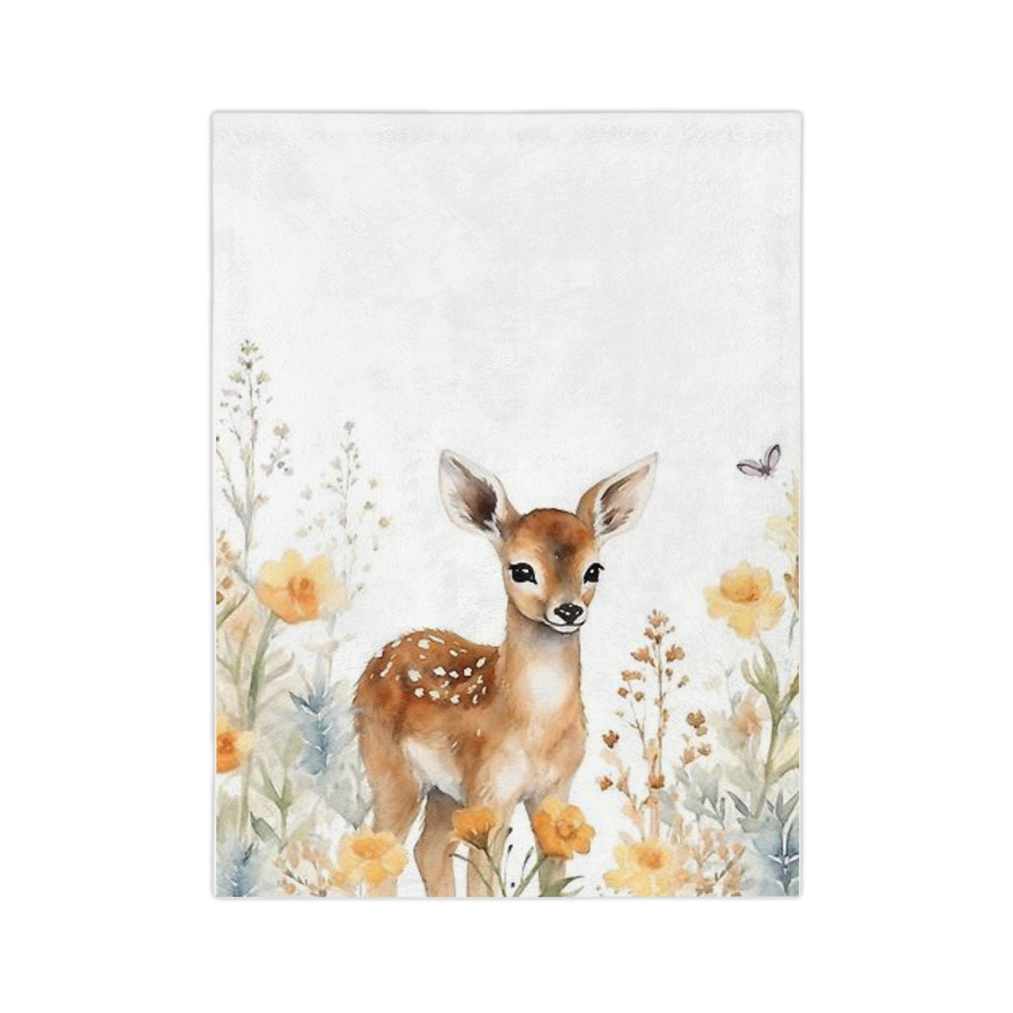 Cozy Velveteen Microfiber Blanket with Whimsical Fawn Design, Woodland Decor, Baby Shower Gift, Nursery Blanket, Cozy Home Accessory