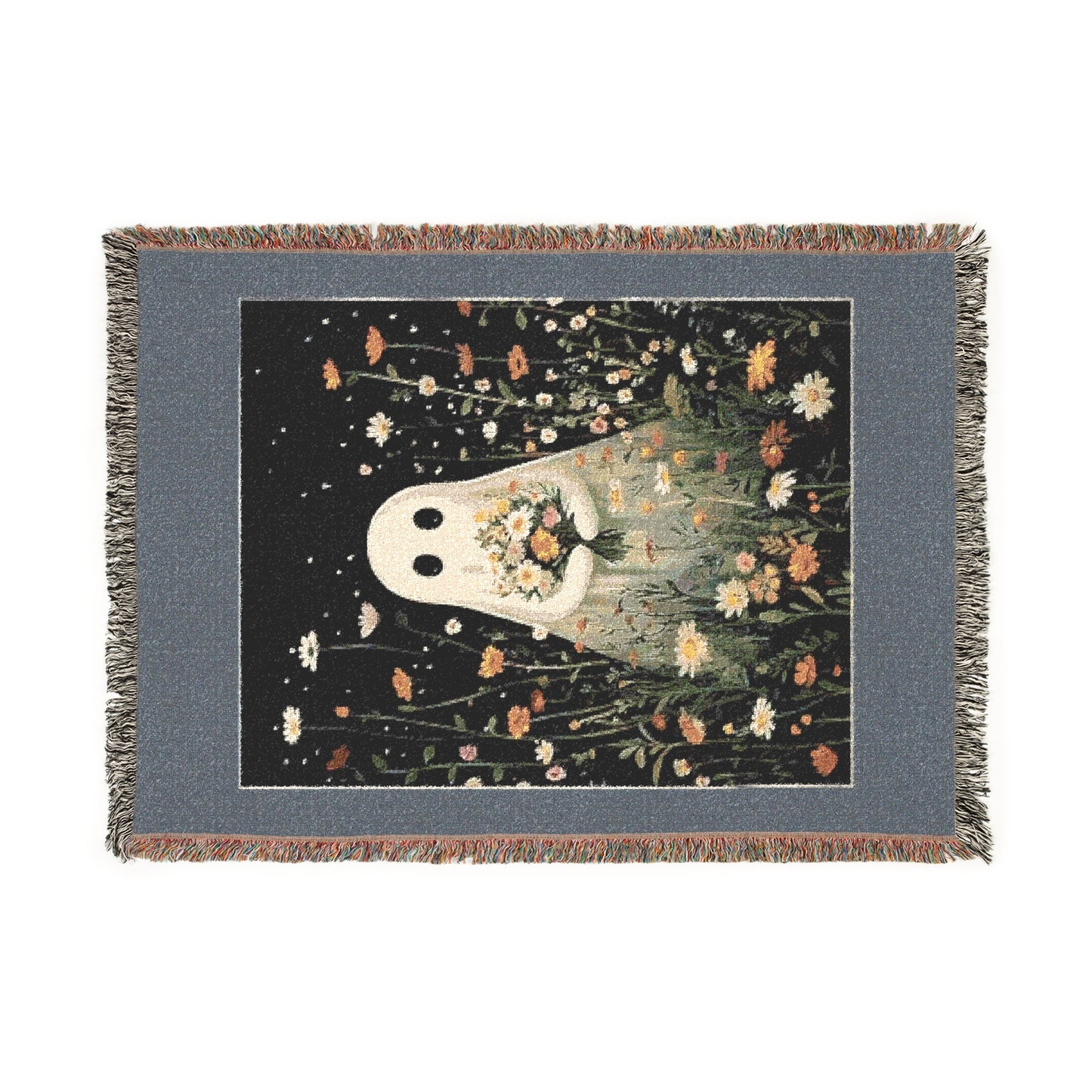 Cozy Woven Blanket, Floral Throw Blanket, Home Decor, Gift for All Occasions, Rustic Blanket, Boho Blanket