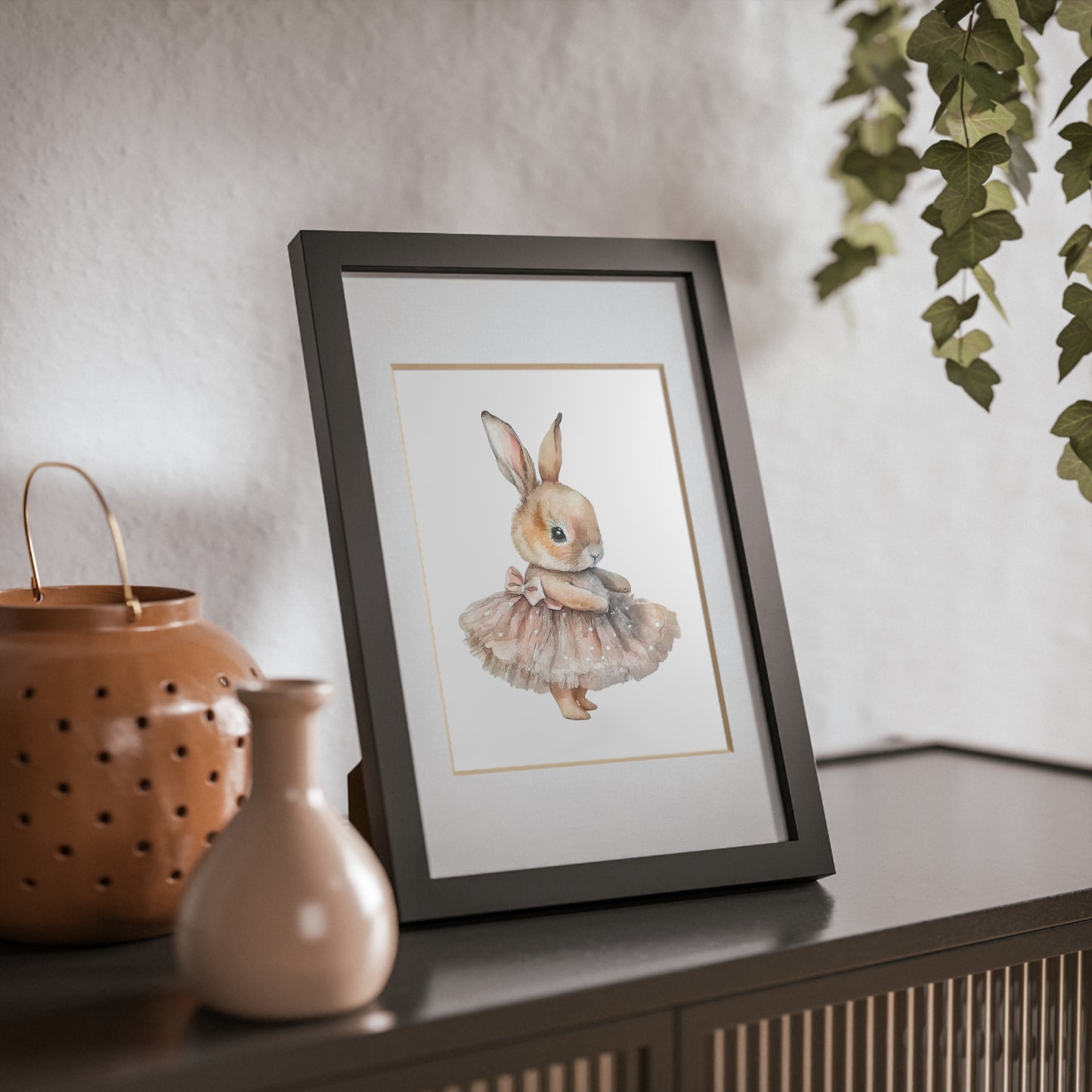Cute Bunny Framed Poster | Adorable Wall Art for Nursery Decor, Kids Room, Birthday Gift, Easter Decoration, Unframed Option
