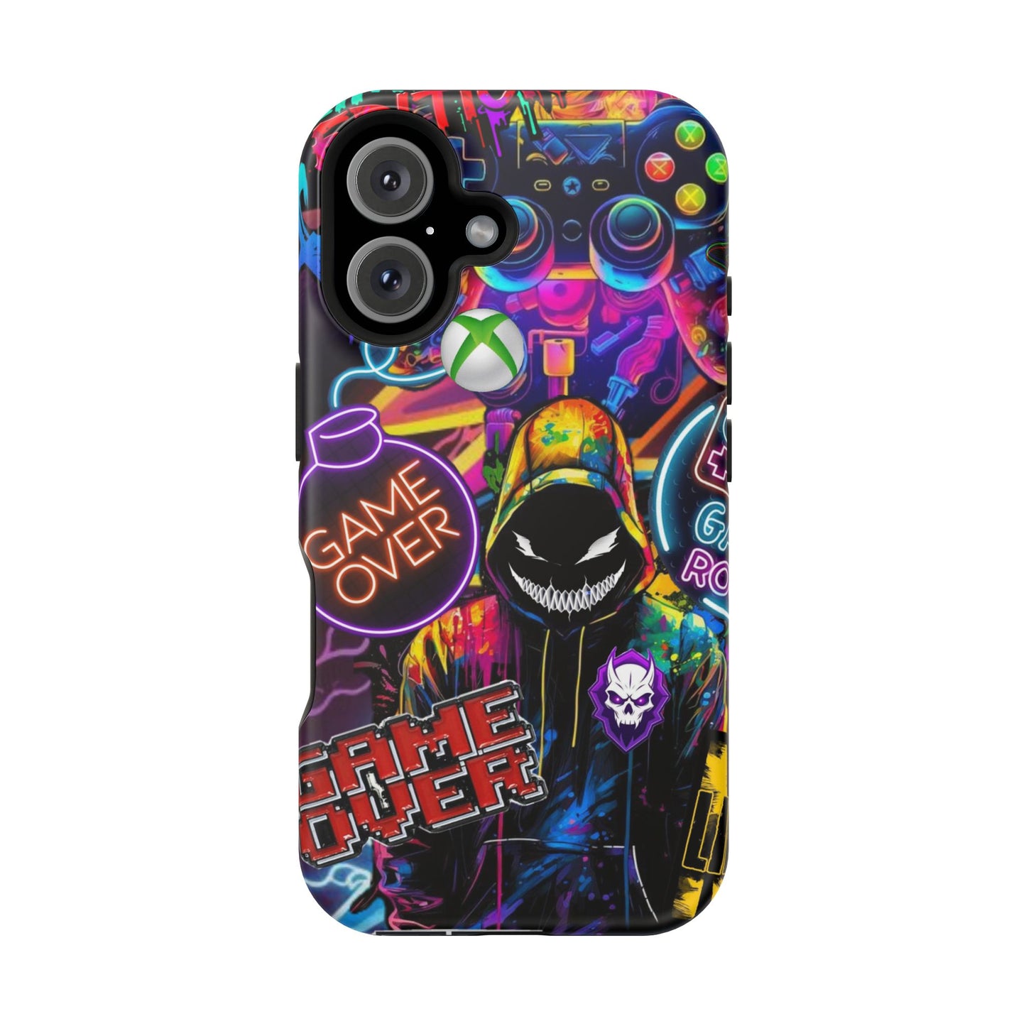 Vibrant Gaming Phone Case, Game Over Design, Impact-Resistant Case, Gamer Gift, Colorful Phone Accessory, Phone Protection