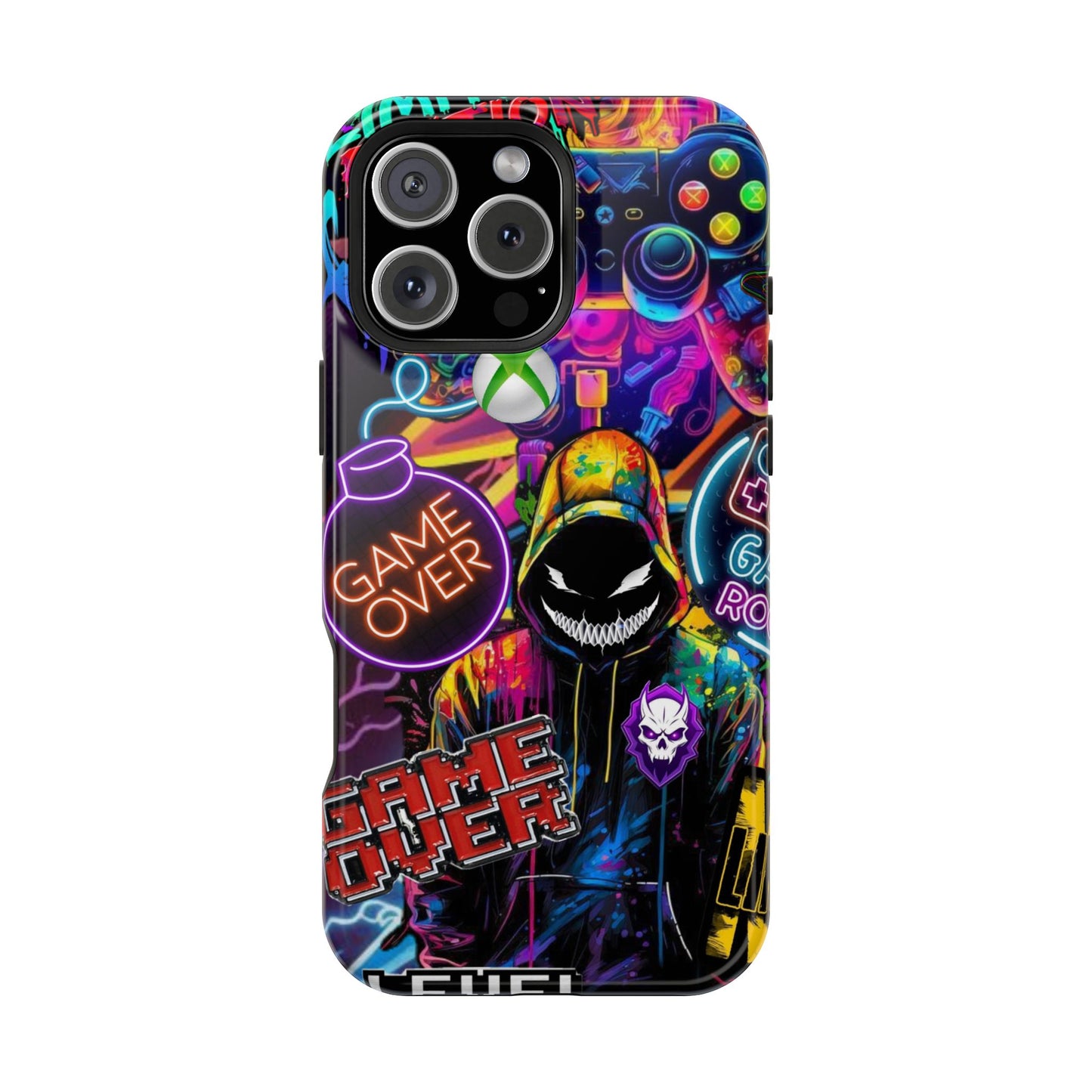 Vibrant Gaming Phone Case, Game Over Design, Impact-Resistant Case, Gamer Gift, Colorful Phone Accessory, Phone Protection