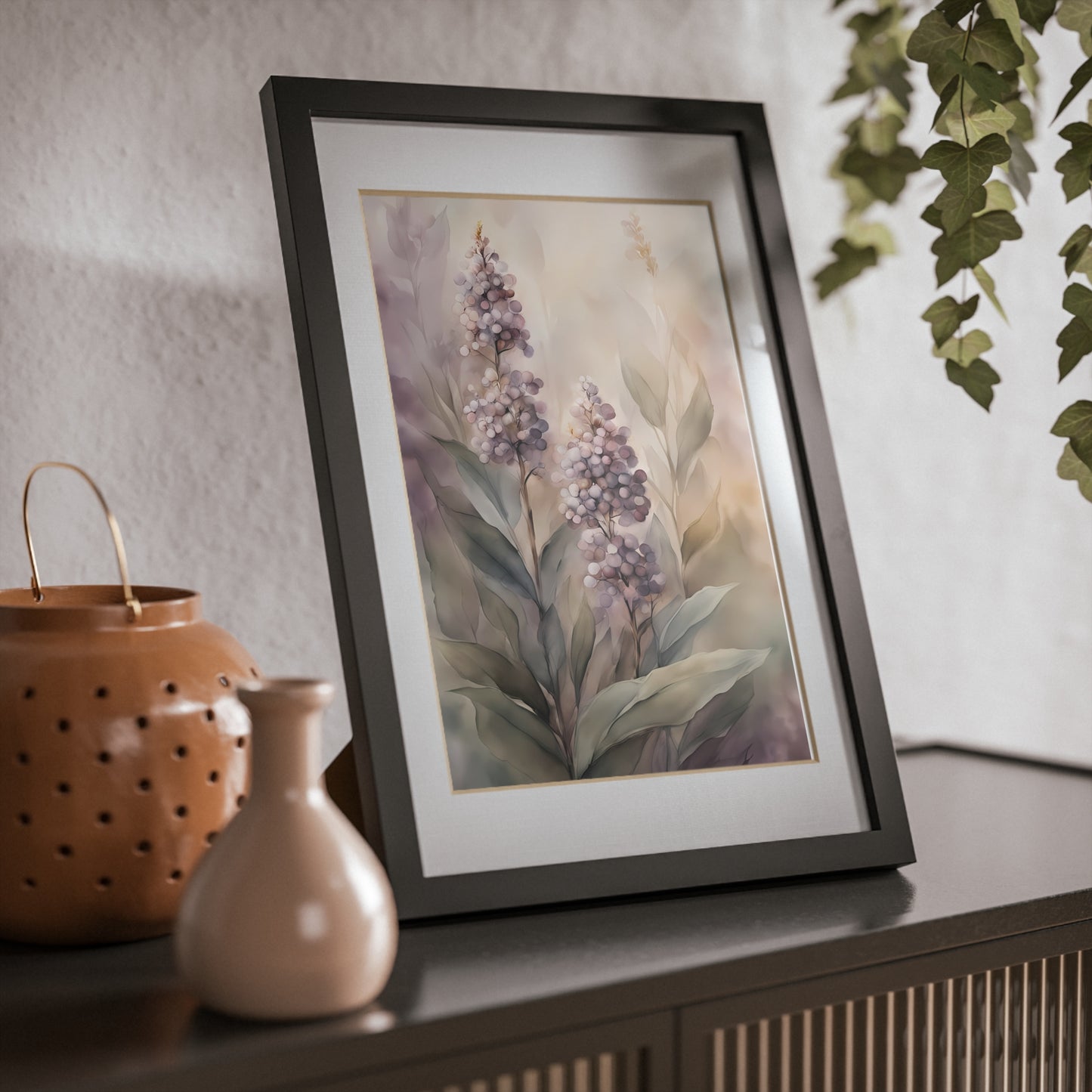 Elegant Framed Floral Poster, Wall Decor, Home Aesthetics, Gift for Nature Lovers, Minimalist Art, Floral Print, Black Frame