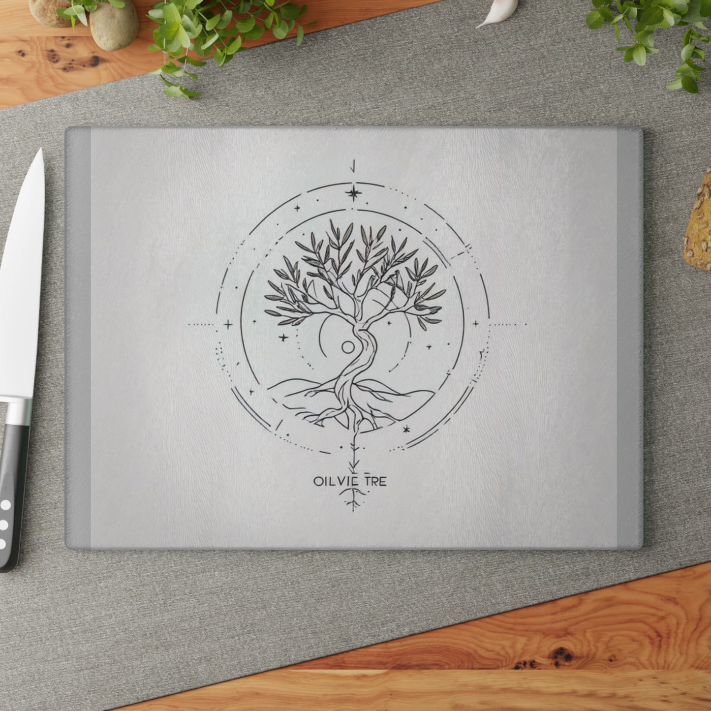 Elegant Glass Cutting Board with Tree of Life Design, Kitchen Decor, Wedding Gift, Housewarming Gift, Culinary Gift