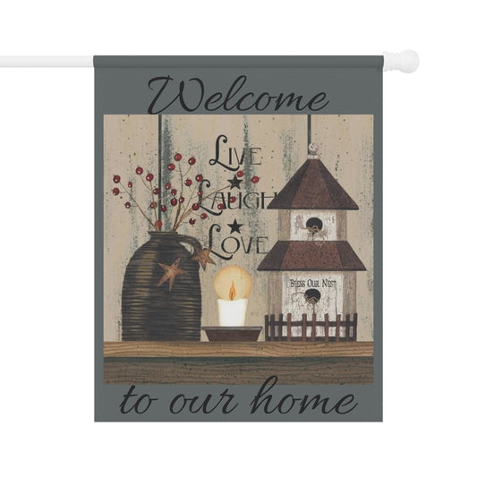 Welcome Home Garden Banner, Rustic Garden Decor, Housewarming Gift, Outdoor Wall Art, Seasonal Home Decoration