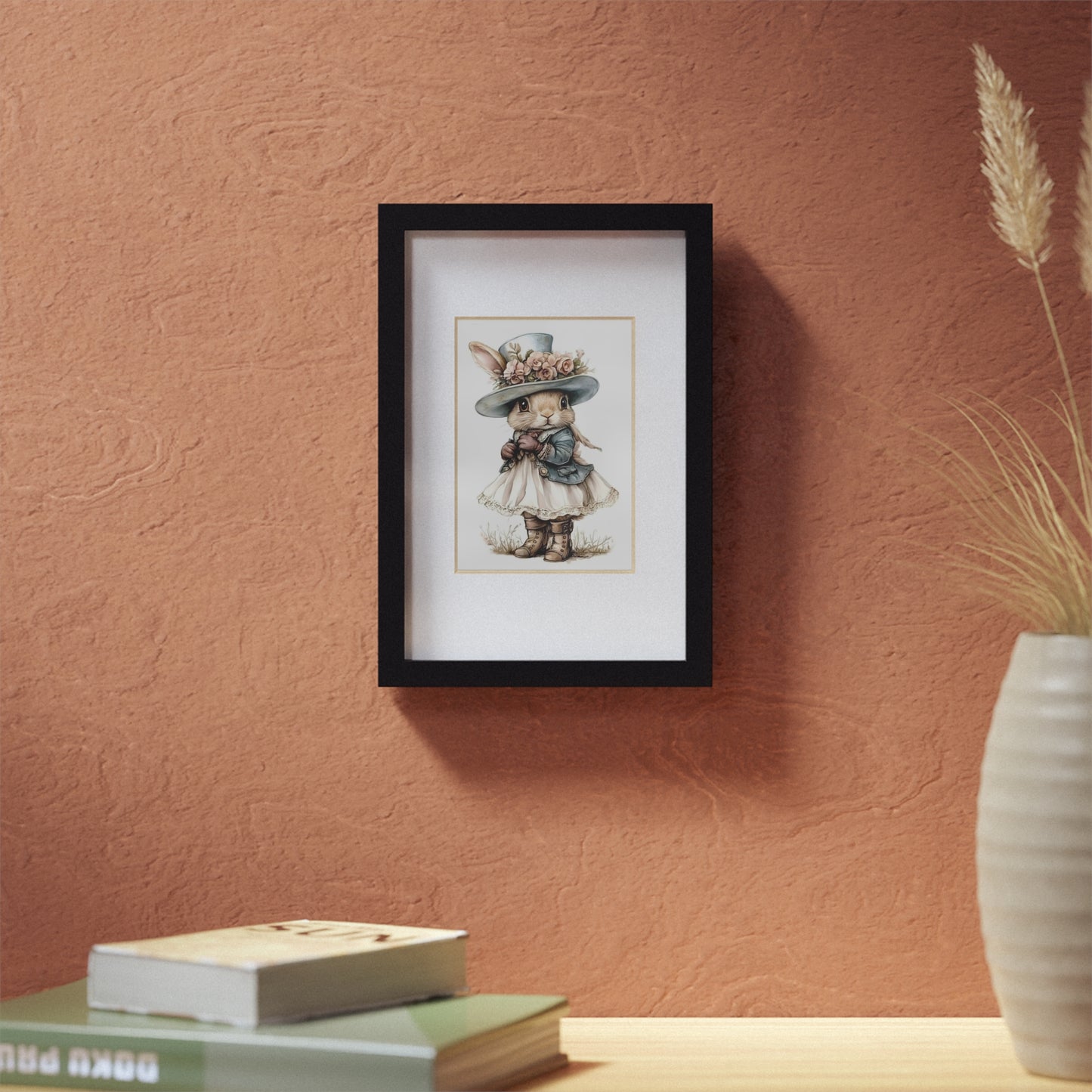 Whimsical Bunny Art Print, Framed Poster for Nursery Decor, Cute Animal Wall Art, Perfect Baby Shower Gift, Kids Room Decoration