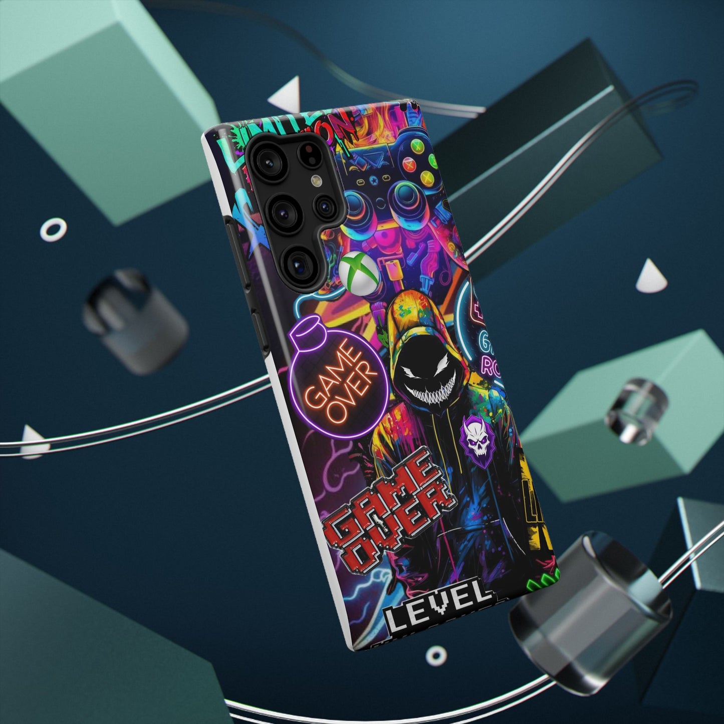 Vibrant Gaming Phone Case, Game Over Design, Impact-Resistant Case, Gamer Gift, Colorful Phone Accessory, Phone Protection