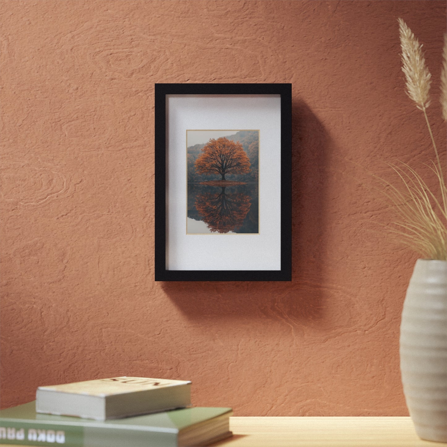 Elegant Black Framed Poster, Modern Wall Art, Home Decor, Autumn Tree Artwork, Gallery Style