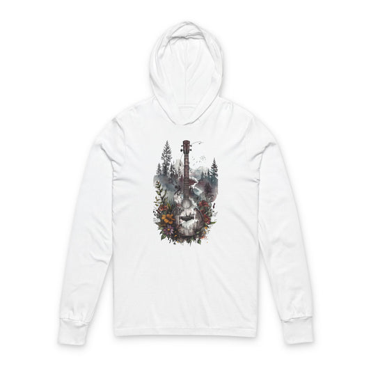 Nature-Inspired Unisex Hooded Long Sleeve Tee with Guitar Design, Outdoor Adventure Gear, Festival Wear, Music Lover Gift, [...]