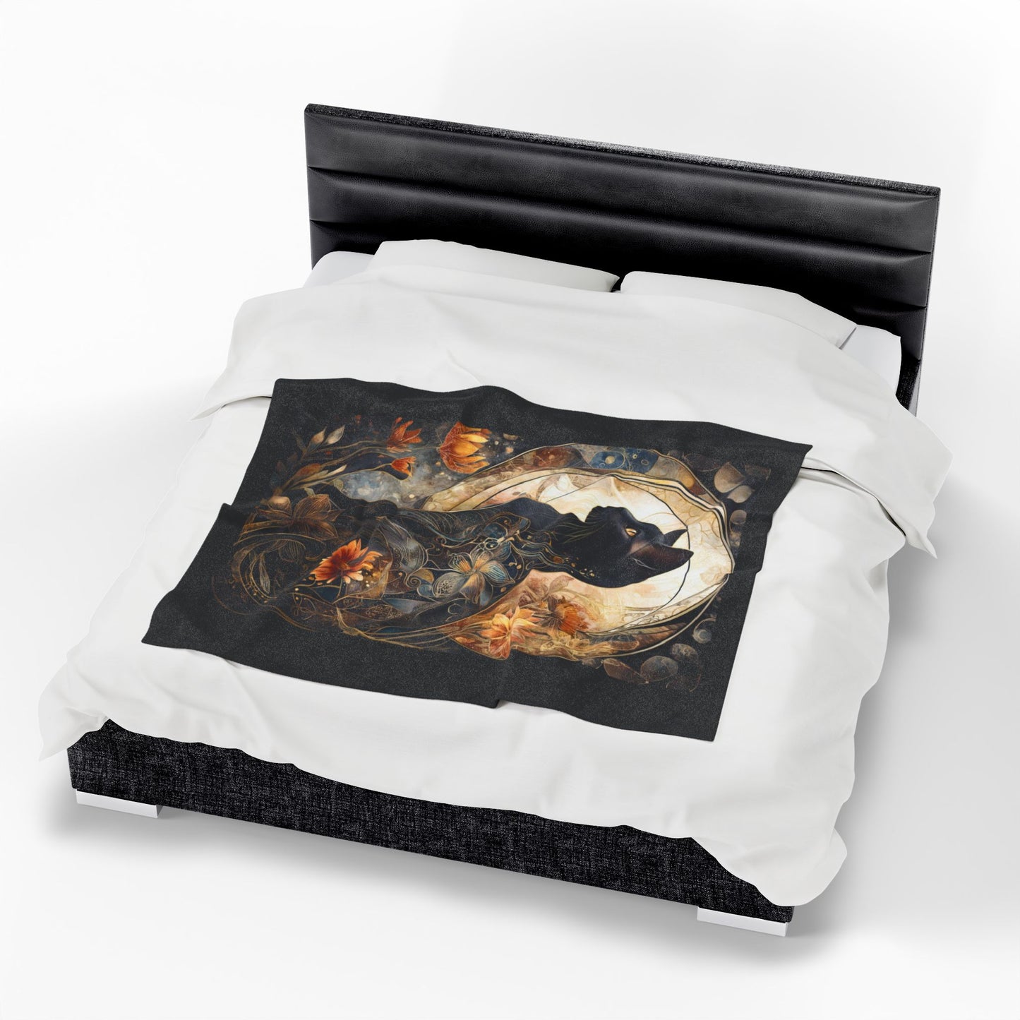 Mystical Cat Velveteen Plush Blanket | Cozy Throw for Pet Lovers, Cat Decor, Gift for Cat Lovers, Cozy Home Accent, Halloween Decor