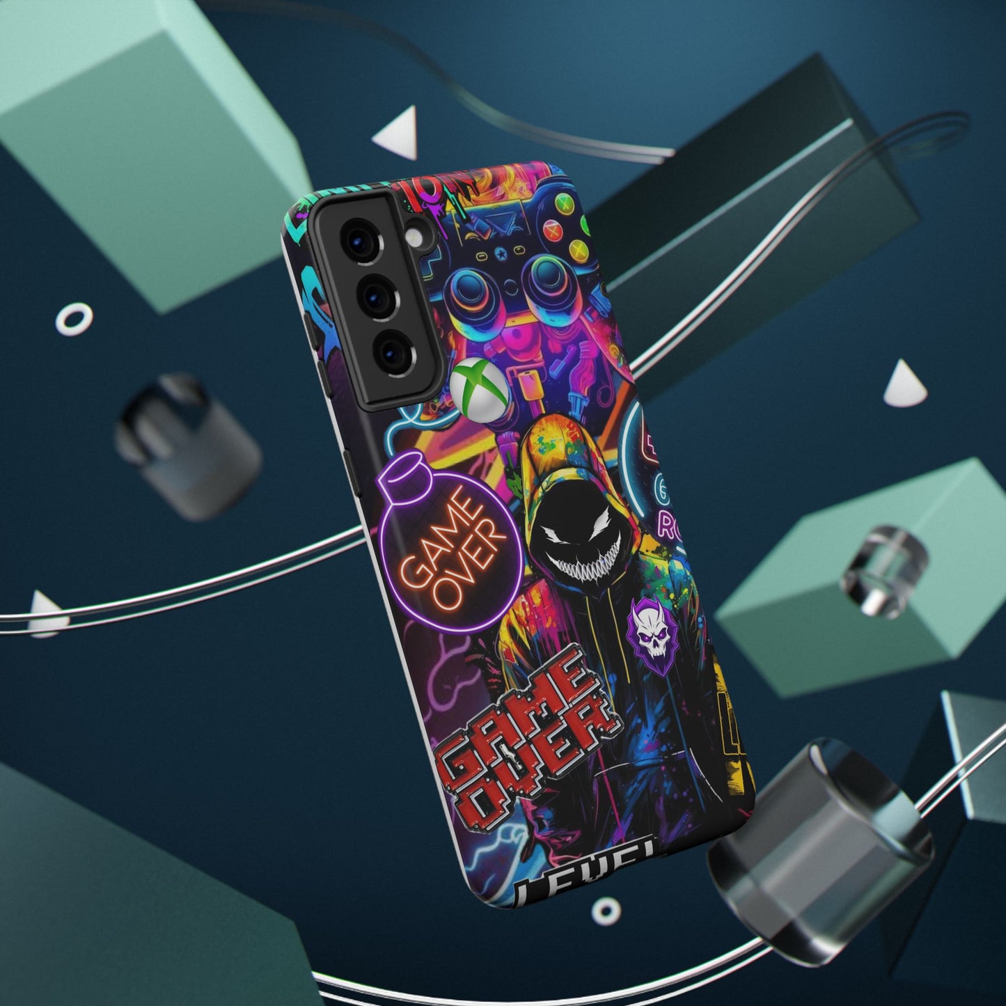 Vibrant Gaming Phone Case, Game Over Design, Impact-Resistant Case, Gamer Gift, Colorful Phone Accessory, Phone Protection