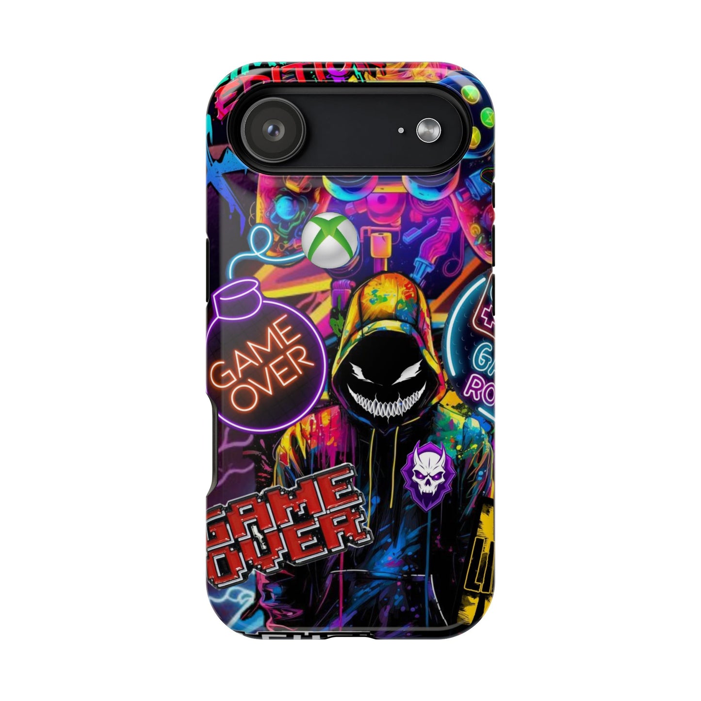 Vibrant Gaming Phone Case, Game Over Design, Impact-Resistant Case, Gamer Gift, Colorful Phone Accessory, Phone Protection