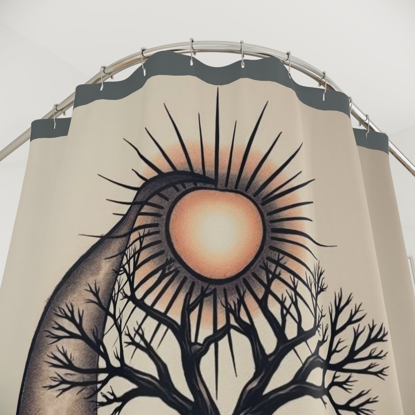 Bohemian Moon and Sun Shower Curtain | Nature-Inspired Bathroom Décor, Celestial Theme, Unique Gift, Yoga Retreat, Home Spa