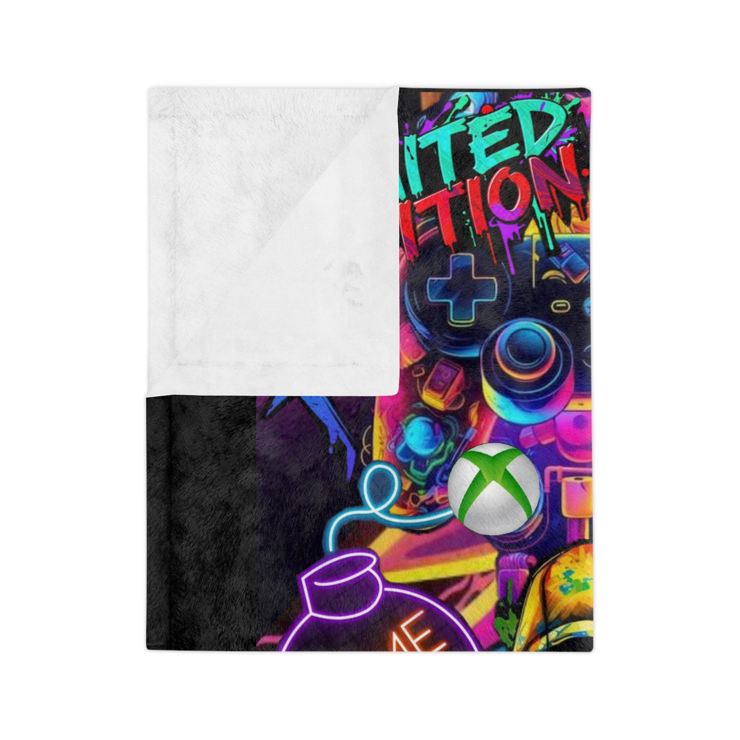 Gamer Themed Blanket, Cozy Game Room Throw, Velveteen Microfiber Blanket, Gaming Gift for Gamers, Limited Edition Gamer Decor