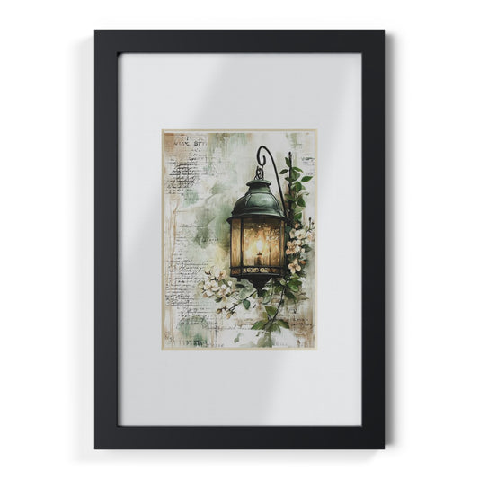 Chic Black Framed Poster, Lantern Art Print, Home Decor Wall Art, Modern Nature Artwork, Gift for Her, Living Room Decor