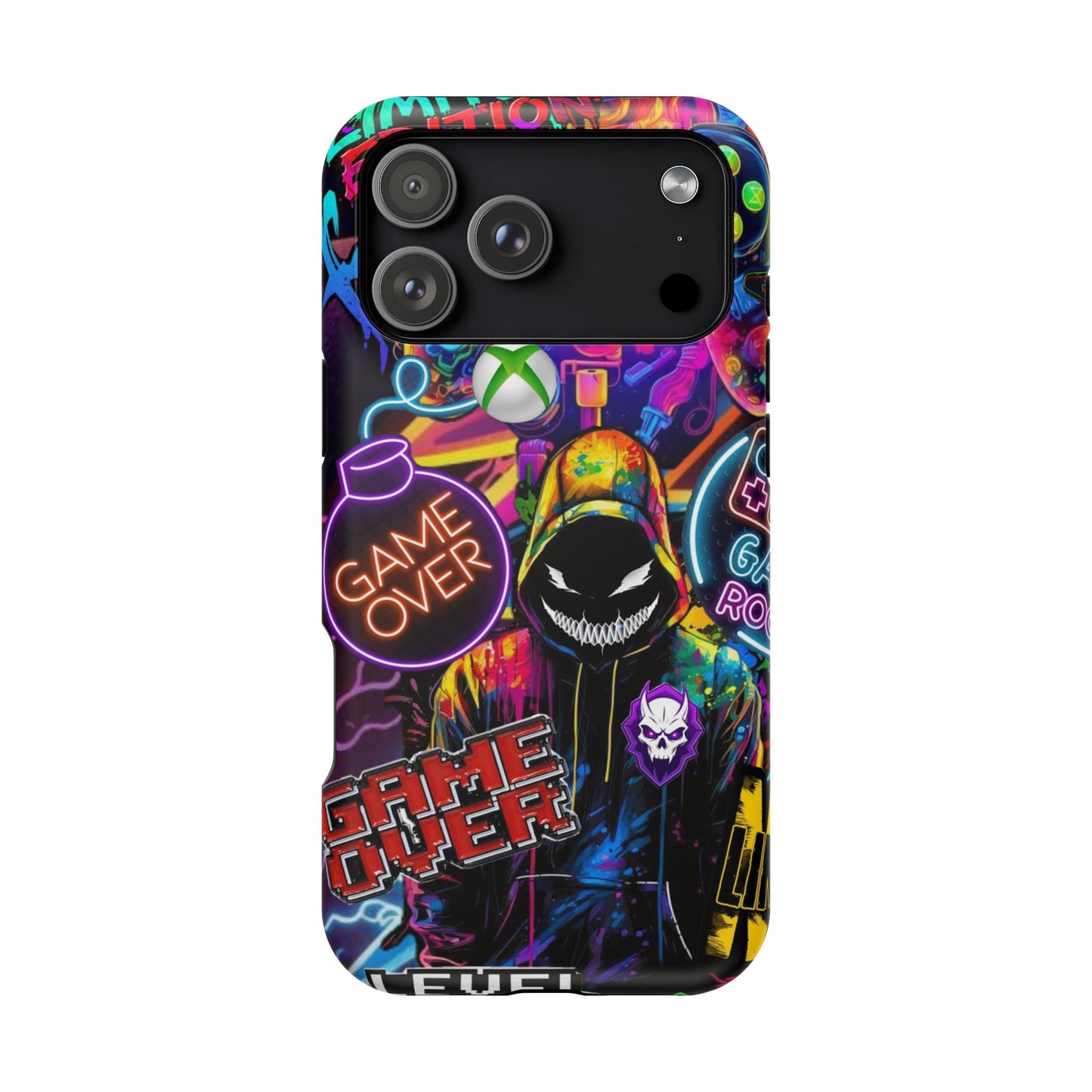 Vibrant Gaming Phone Case, Game Over Design, Impact-Resistant Case, Gamer Gift, Colorful Phone Accessory, Phone Protection