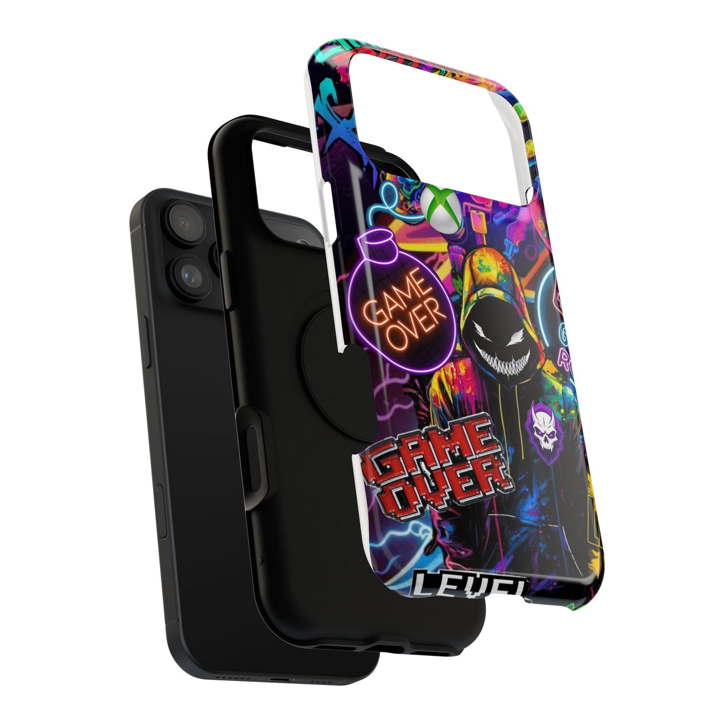 Vibrant Gaming Phone Case, Game Over Design, Impact-Resistant Case, Gamer Gift, Colorful Phone Accessory, Phone Protection