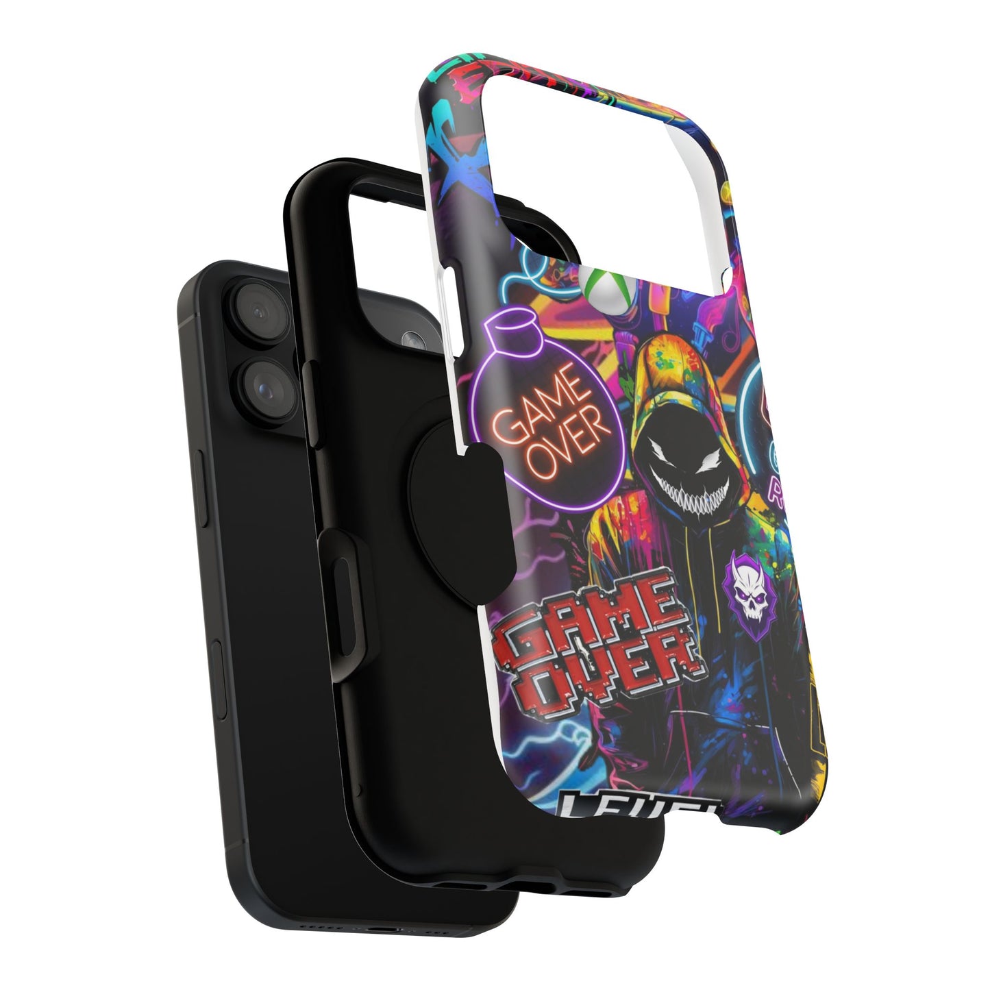 Vibrant Gaming Phone Case, Game Over Design, Impact-Resistant Case, Gamer Gift, Colorful Phone Accessory, Phone Protection