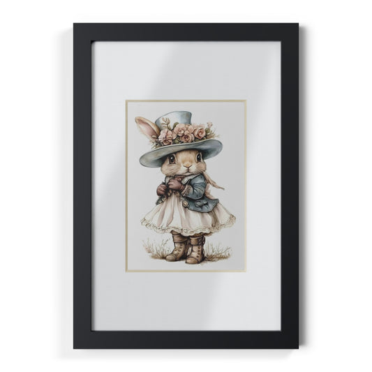 Whimsical Bunny Art Print, Framed Poster for Nursery Decor, Cute Animal Wall Art, Perfect Baby Shower Gift, Kids Room Decoration