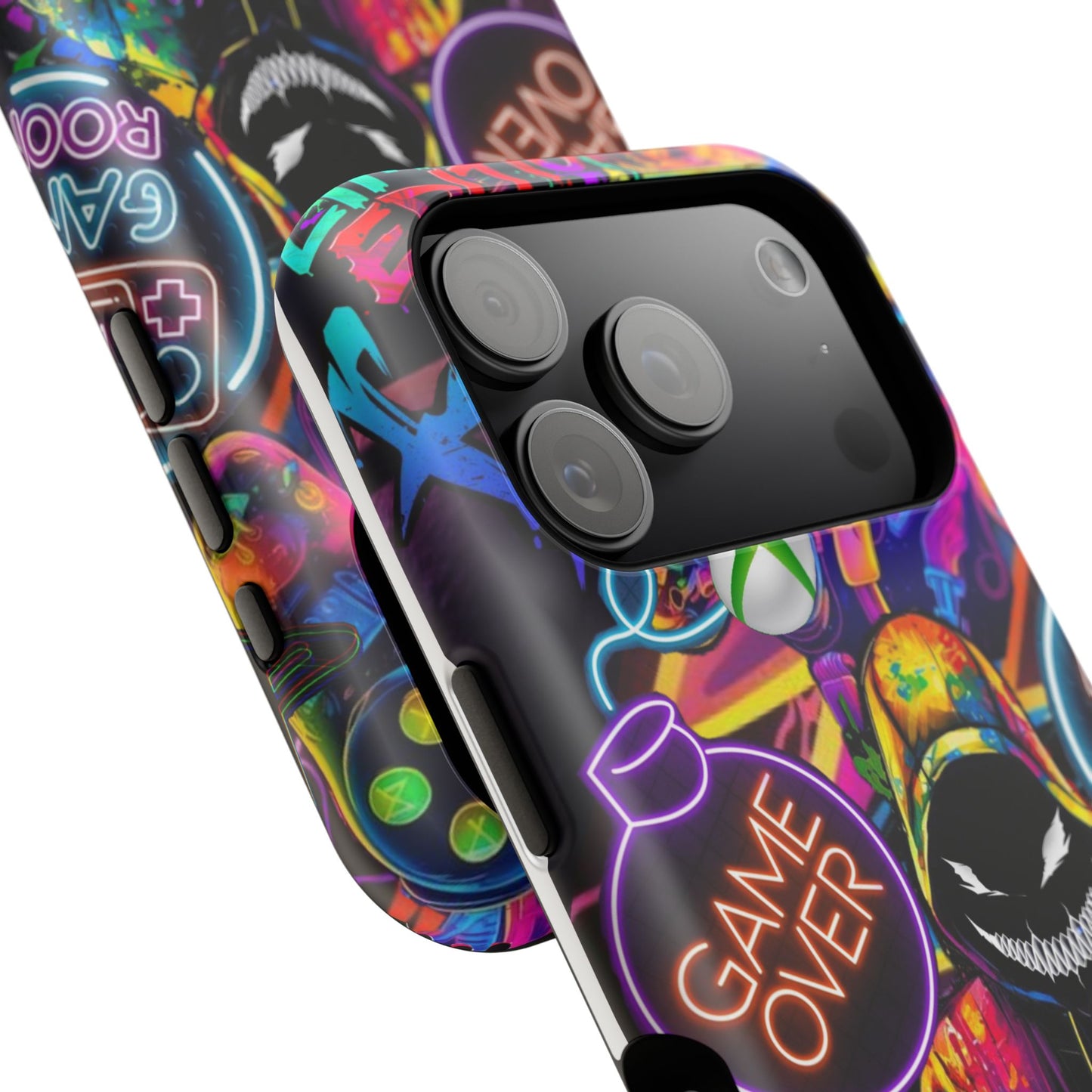 Vibrant Gaming Phone Case, Game Over Design, Impact-Resistant Case, Gamer Gift, Colorful Phone Accessory, Phone Protection