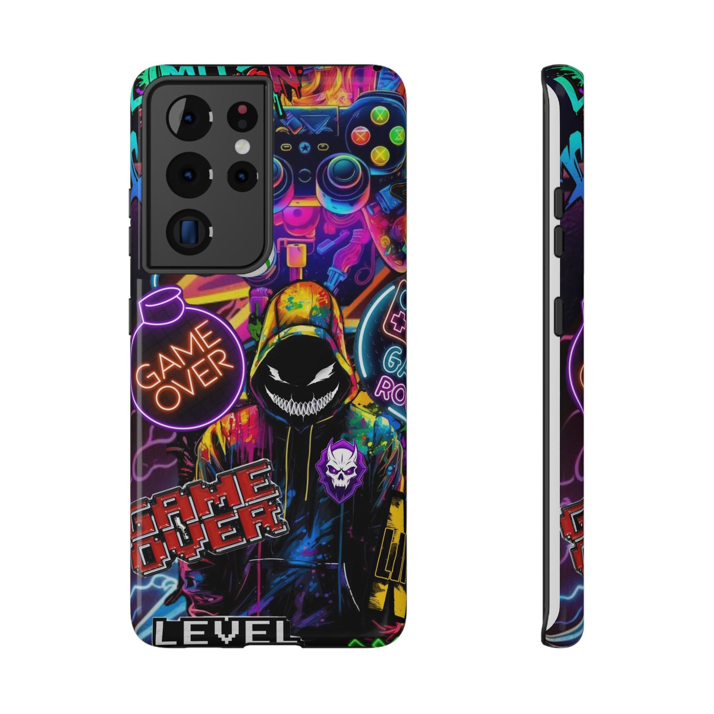Vibrant Gaming Phone Case, Game Over Design, Impact-Resistant Case, Gamer Gift, Colorful Phone Accessory, Phone Protection