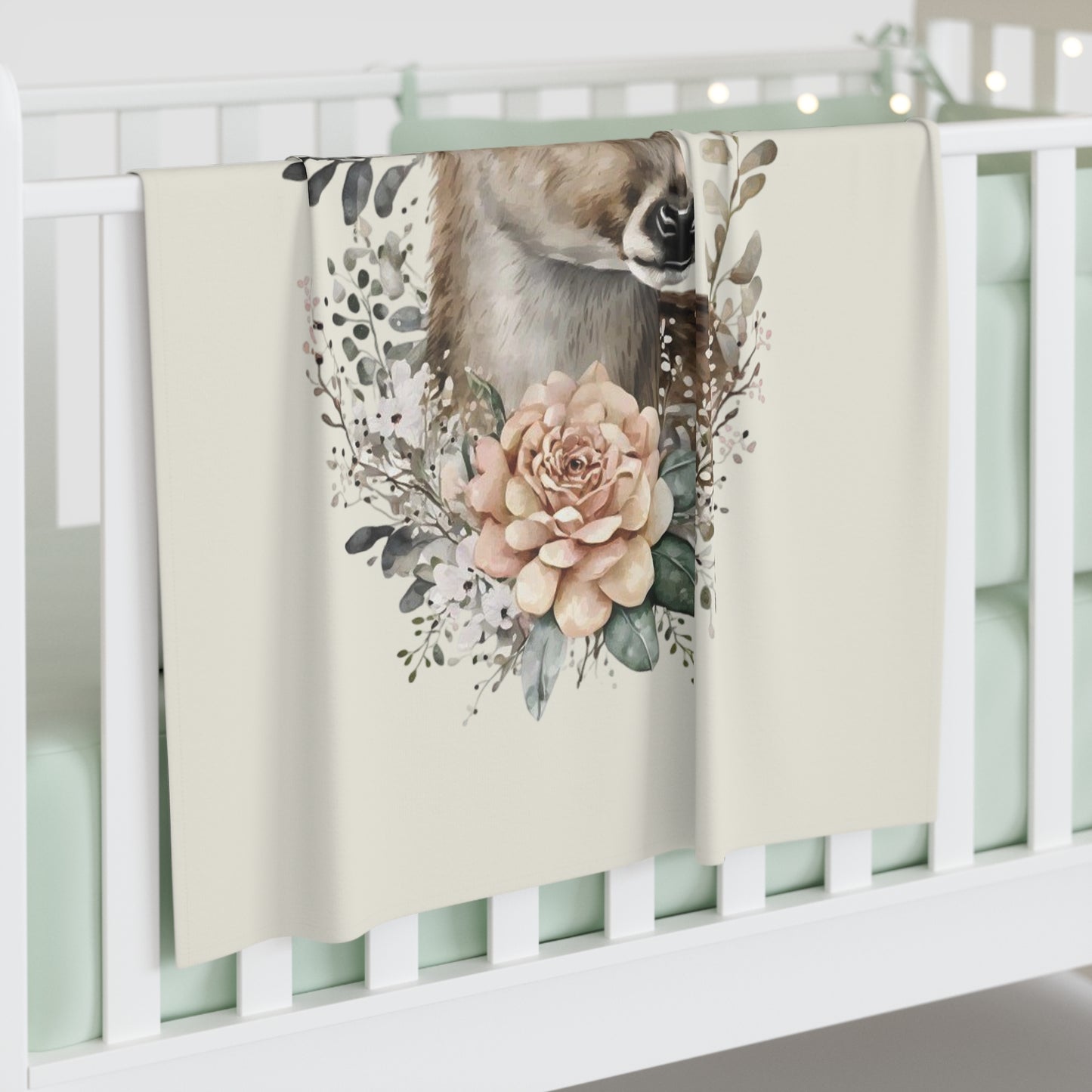 Adorable Floral Deer Baby Swaddle Blanket | Cozy Infant Wrap, Nursery Decor, Newborn Gift, Baby Shower, Animal Theme