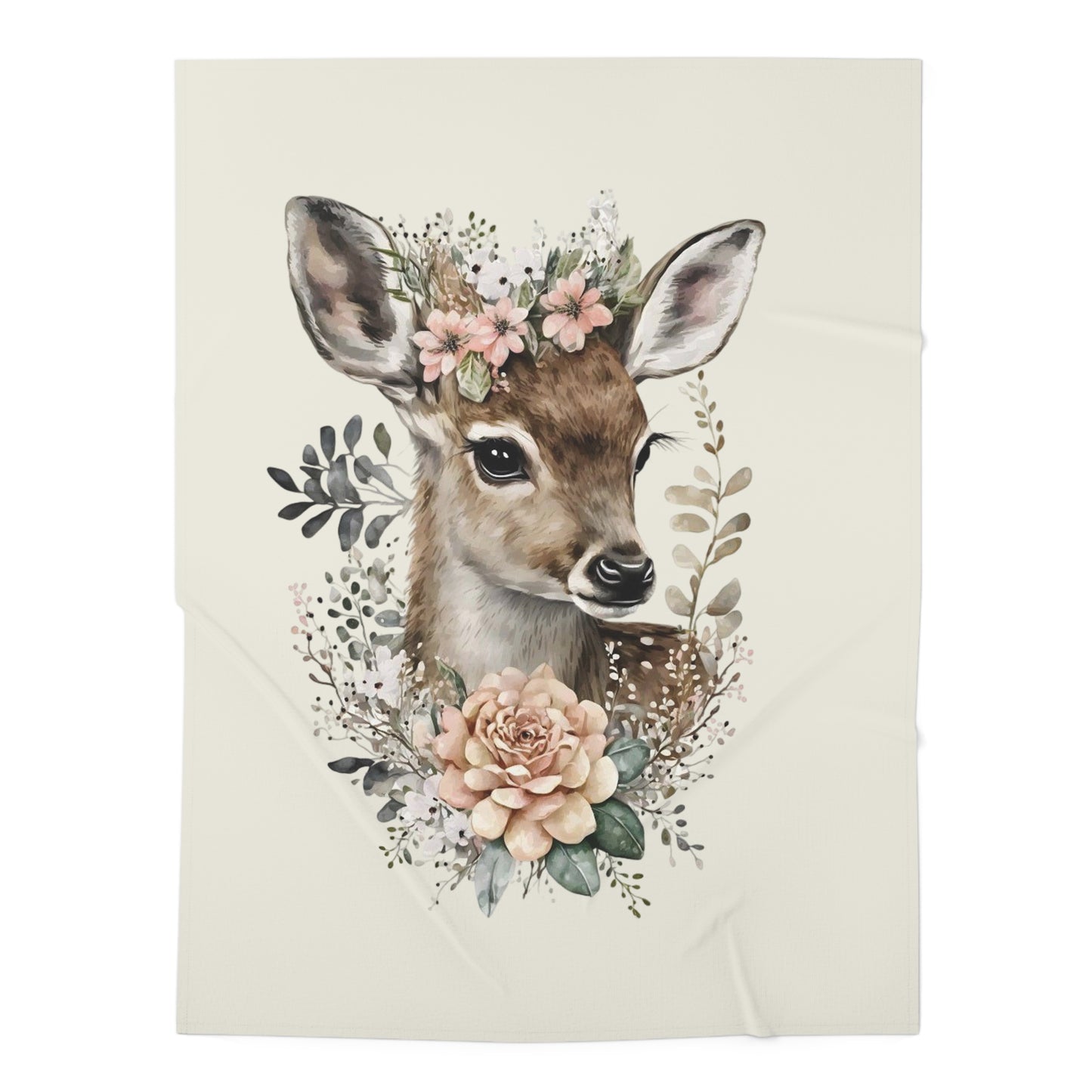Adorable Floral Deer Baby Swaddle Blanket | Cozy Infant Wrap, Nursery Decor, Newborn Gift, Baby Shower, Animal Theme