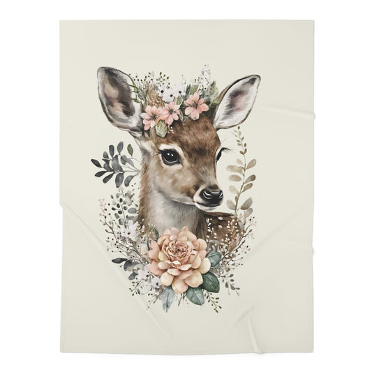 Adorable Floral Deer Baby Swaddle Blanket | Cozy Infant Wrap, Nursery Decor, Newborn Gift, Baby Shower, Animal Theme