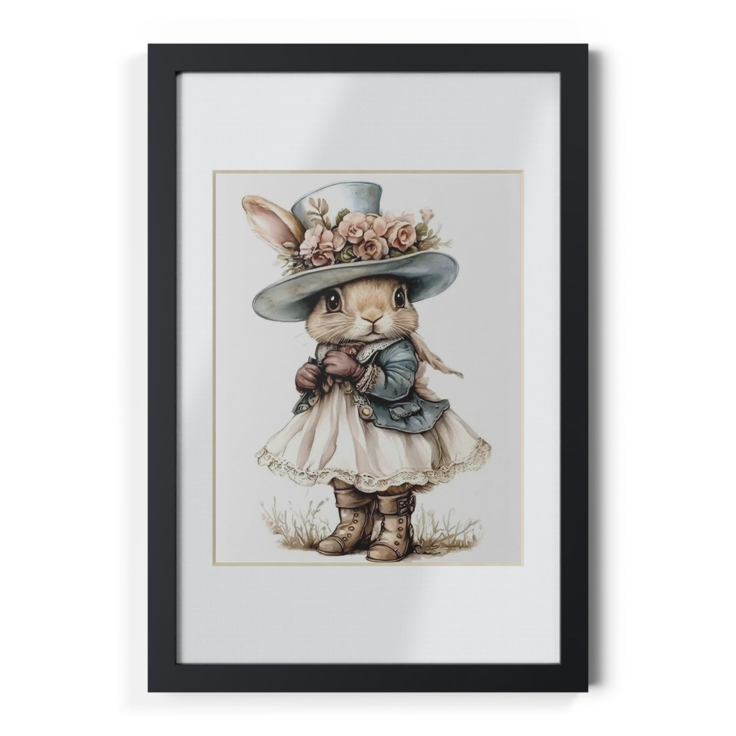 Whimsical Bunny Art Print, Framed Poster for Nursery Decor, Cute Animal Wall Art, Perfect Baby Shower Gift, Kids Room Decoration