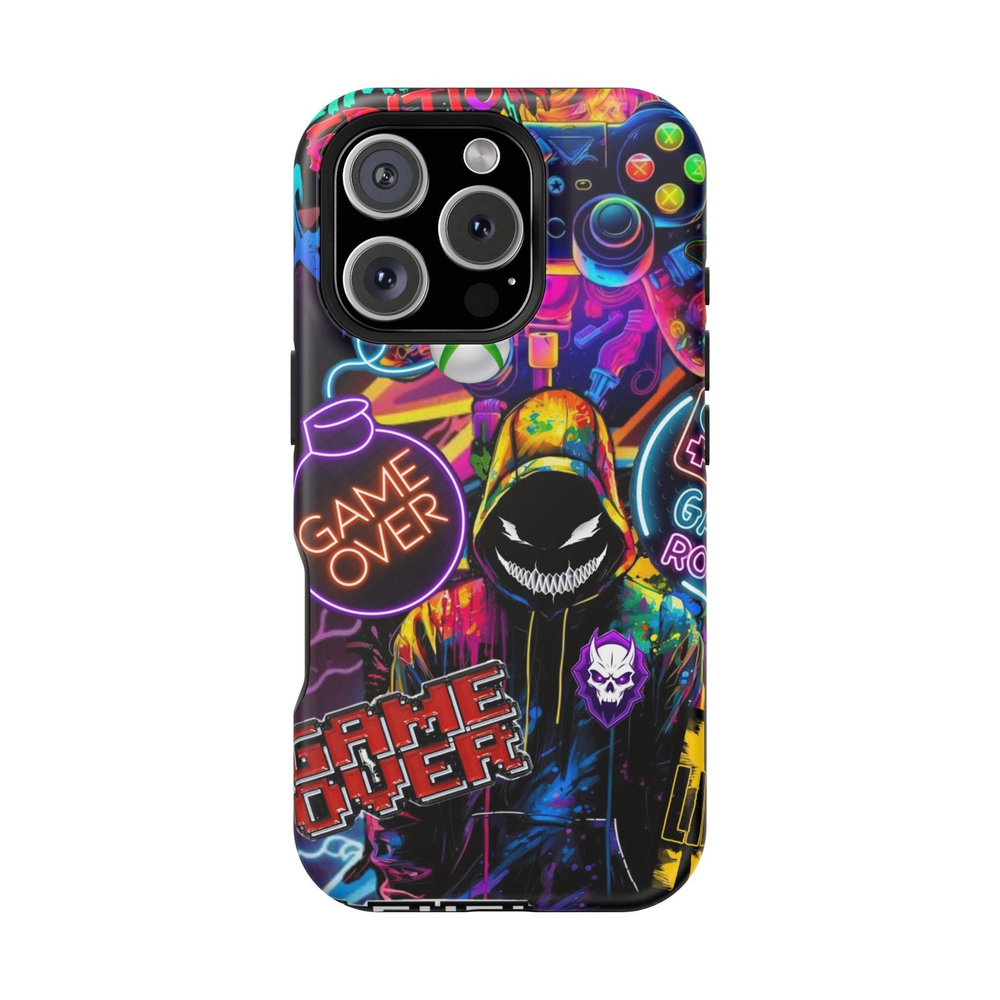 Vibrant Gaming Phone Case, Game Over Design, Impact-Resistant Case, Gamer Gift, Colorful Phone Accessory, Phone Protection