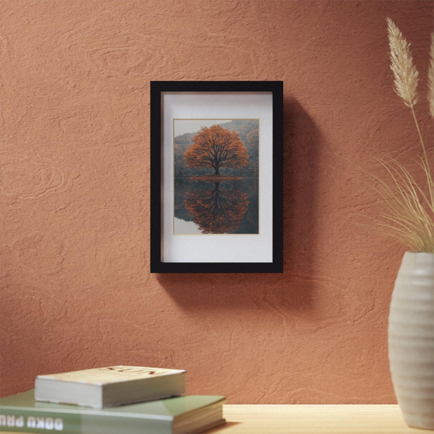Elegant Black Framed Poster, Modern Wall Art, Home Decor, Autumn Tree Artwork, Gallery Style