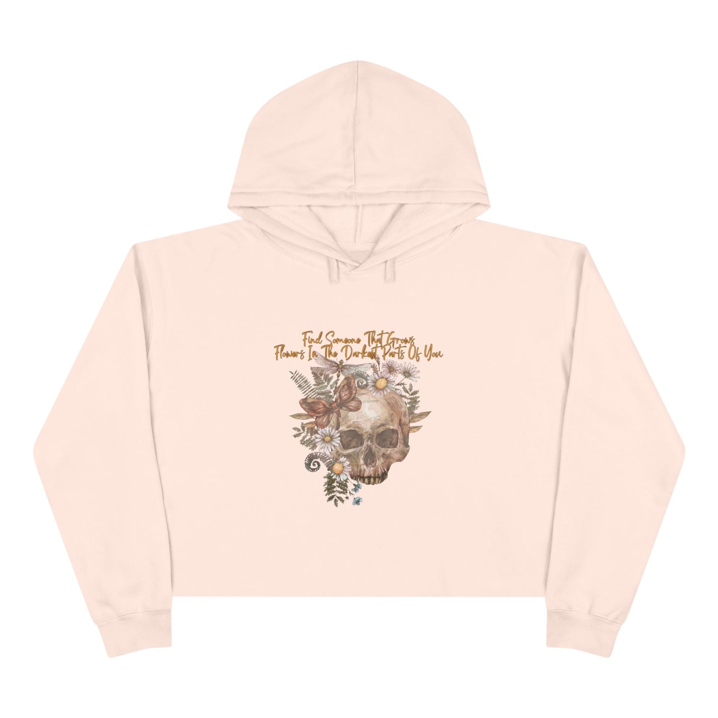 Floral Skull Crop Hoodie - Boho Chic Sweatshirt for Fall, Halloween, Gift for Her, Trendy Oversized Hoodie, Casual Wear