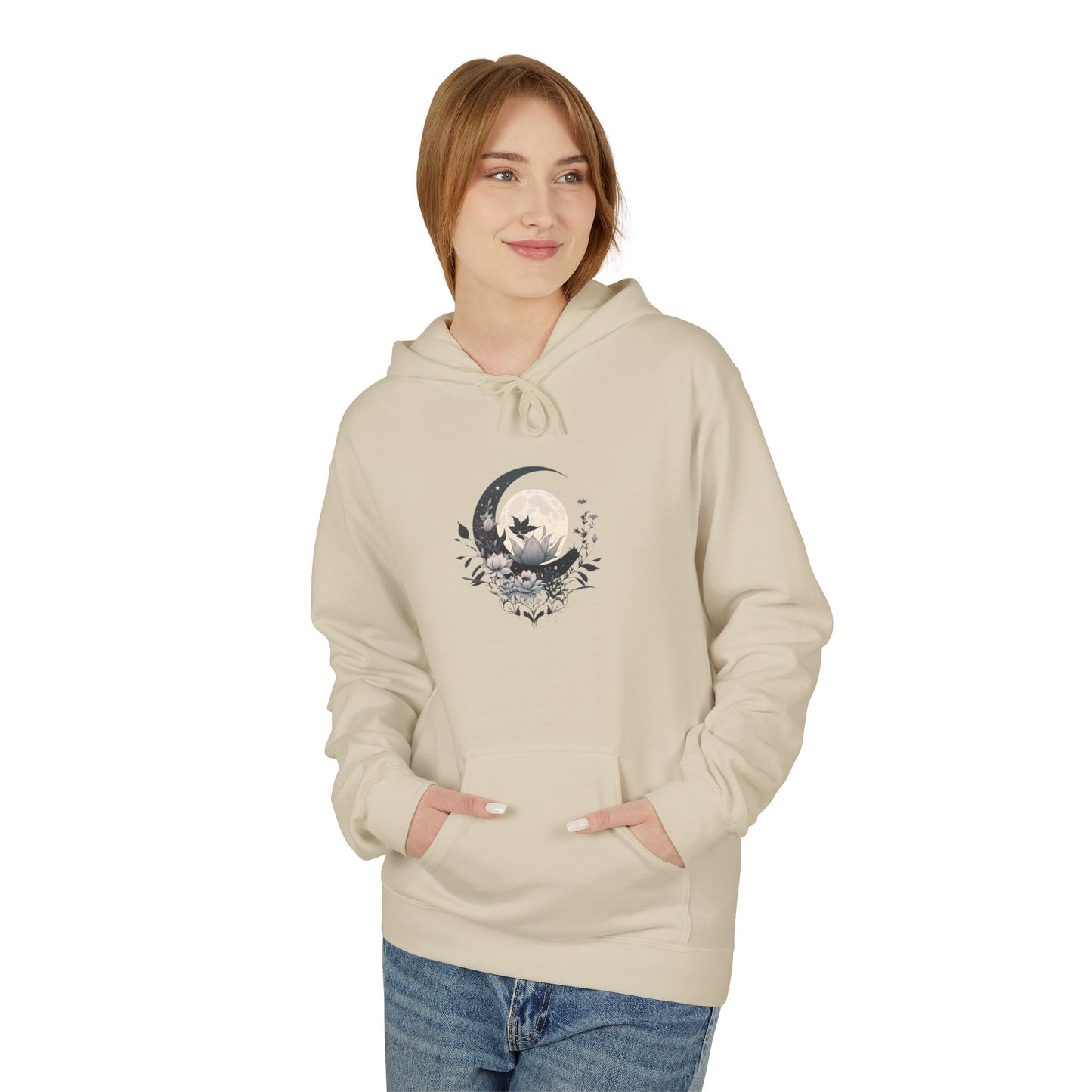Moonlit Nature Fleece Hoodie - Soft, Cozy, Unisex, Great for Fall, Gift for Nature Lovers, Casual Wear, Warm Layer