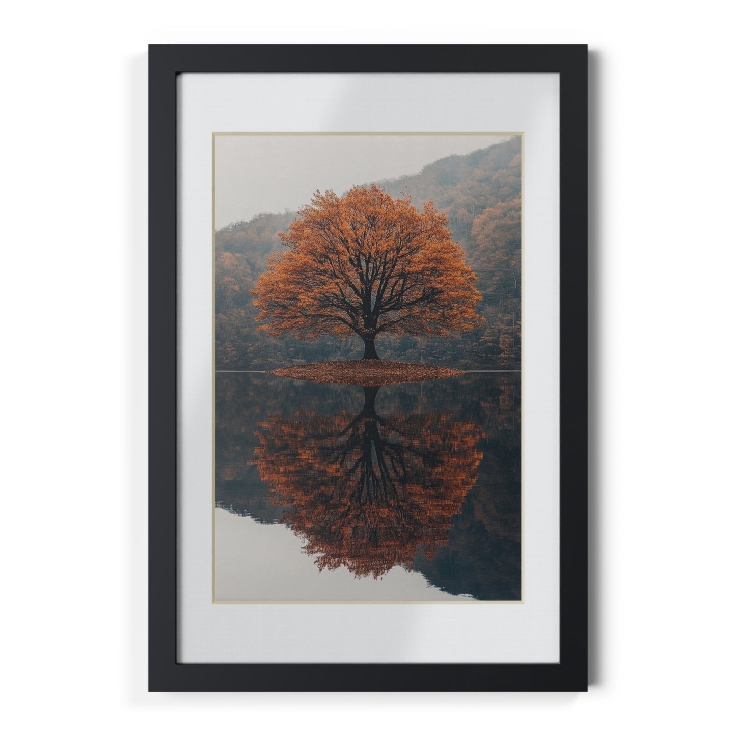Elegant Black Framed Poster, Modern Wall Art, Home Decor, Autumn Tree Artwork, Gallery Style