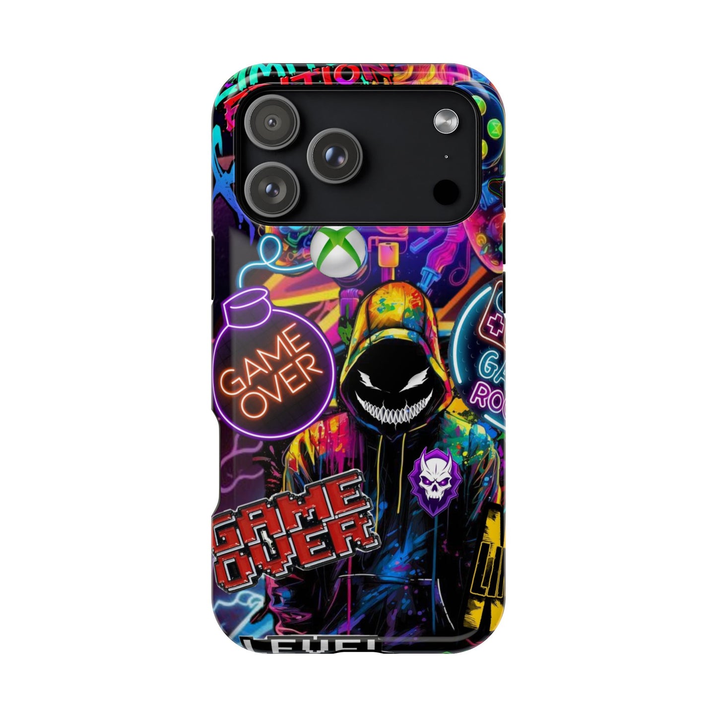 Vibrant Gaming Phone Case, Game Over Design, Impact-Resistant Case, Gamer Gift, Colorful Phone Accessory, Phone Protection