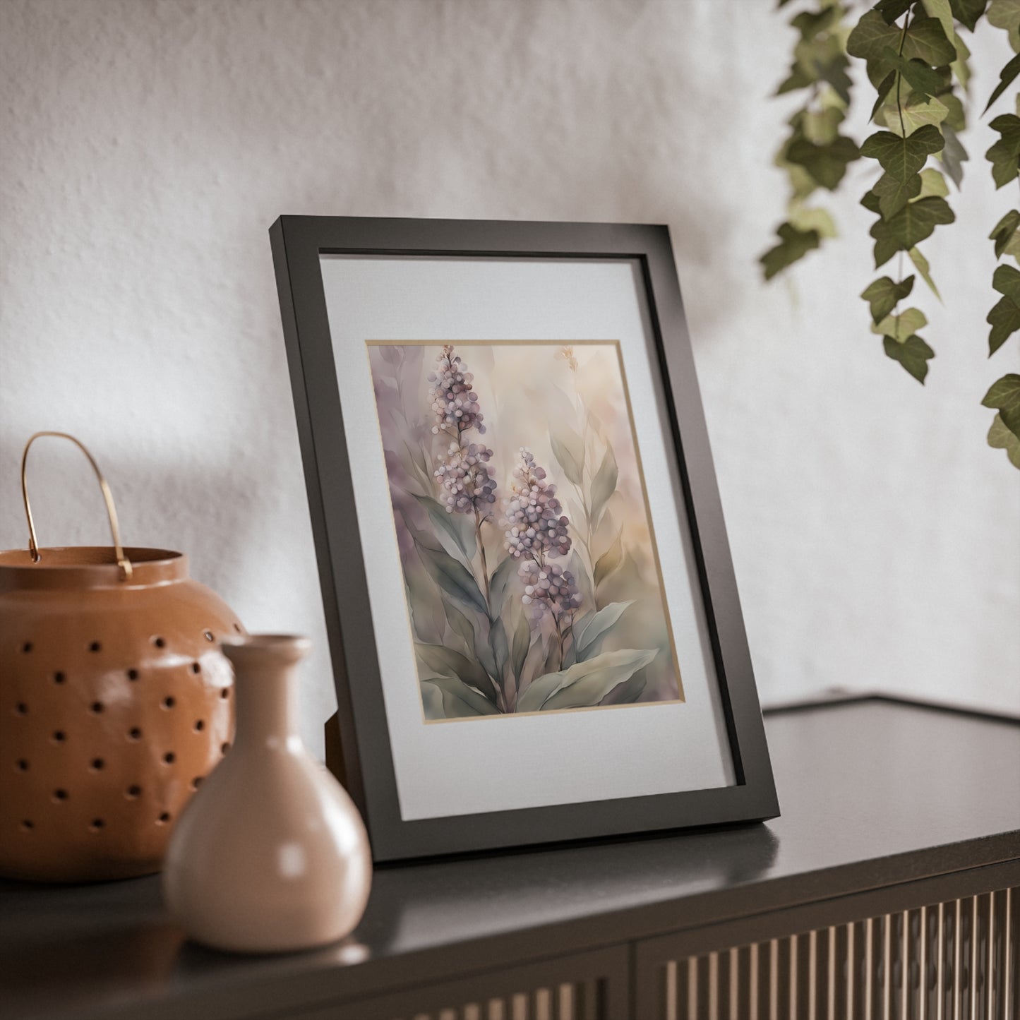 Elegant Framed Floral Poster, Wall Decor, Home Aesthetics, Gift for Nature Lovers, Minimalist Art, Floral Print, Black Frame