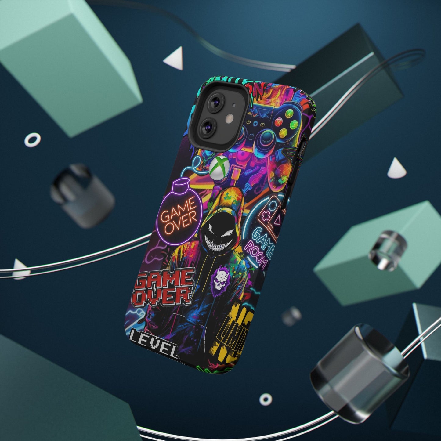 Vibrant Gaming Phone Case, Game Over Design, Impact-Resistant Case, Gamer Gift, Colorful Phone Accessory, Phone Protection