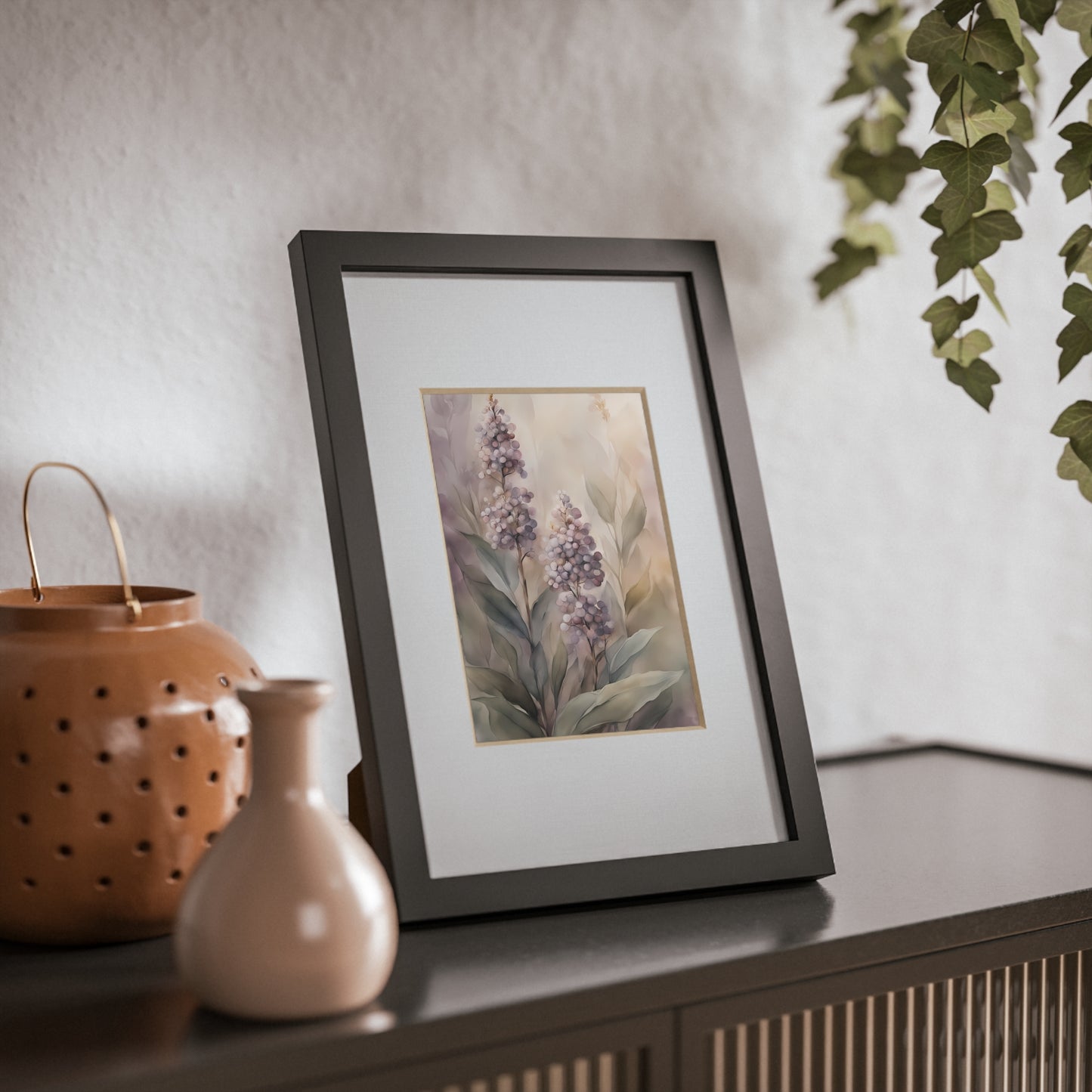 Elegant Framed Floral Poster, Wall Decor, Home Aesthetics, Gift for Nature Lovers, Minimalist Art, Floral Print, Black Frame