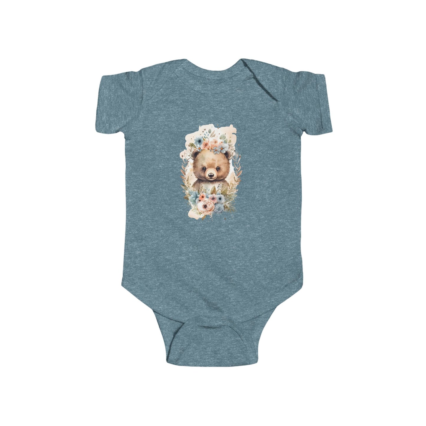 Cute Animal-Inspired Infant Bodysuit, Baby Shower Gift, Unisex Baby Clothes, Floral Bear Onesie, Newborn Outfit