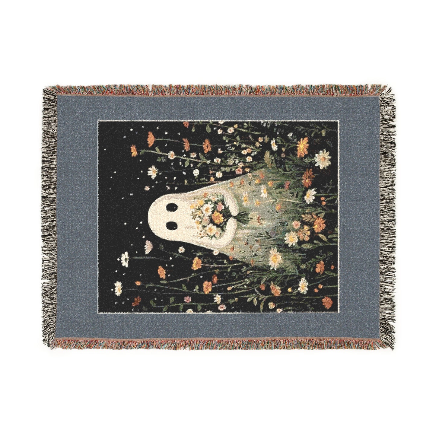 Cozy Woven Blanket, Floral Throw Blanket, Home Decor, Gift for All Occasions, Rustic Blanket, Boho Blanket