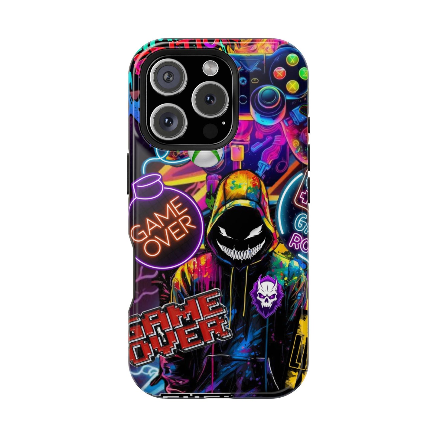 Vibrant Gaming Phone Case, Game Over Design, Impact-Resistant Case, Gamer Gift, Colorful Phone Accessory, Phone Protection