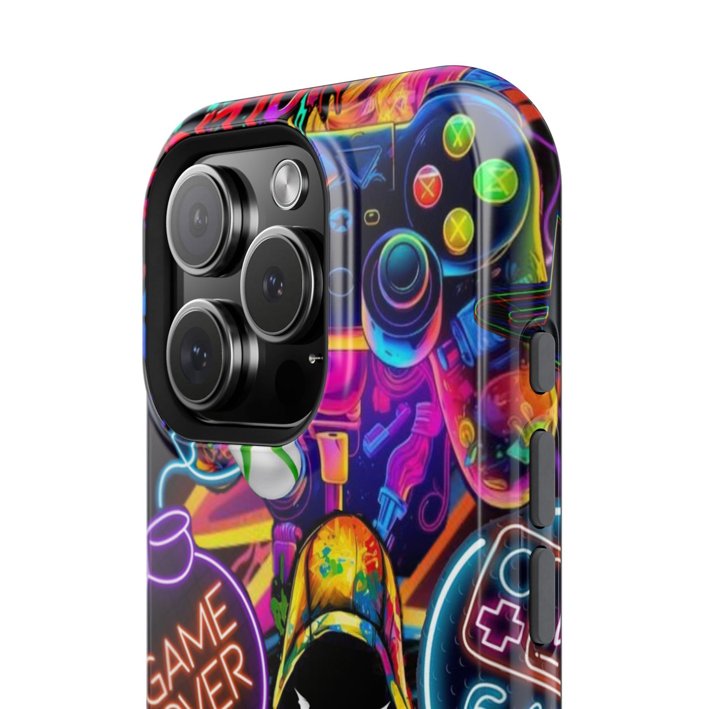 Vibrant Gaming Phone Case, Game Over Design, Impact-Resistant Case, Gamer Gift, Colorful Phone Accessory, Phone Protection