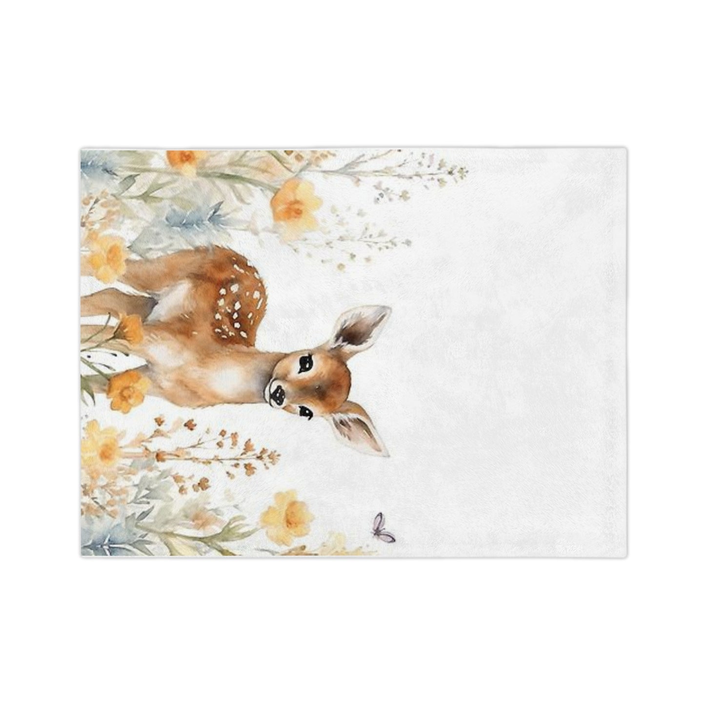 Cozy Velveteen Microfiber Blanket with Whimsical Fawn Design, Woodland Decor, Baby Shower Gift, Nursery Blanket, Cozy Home Accessory