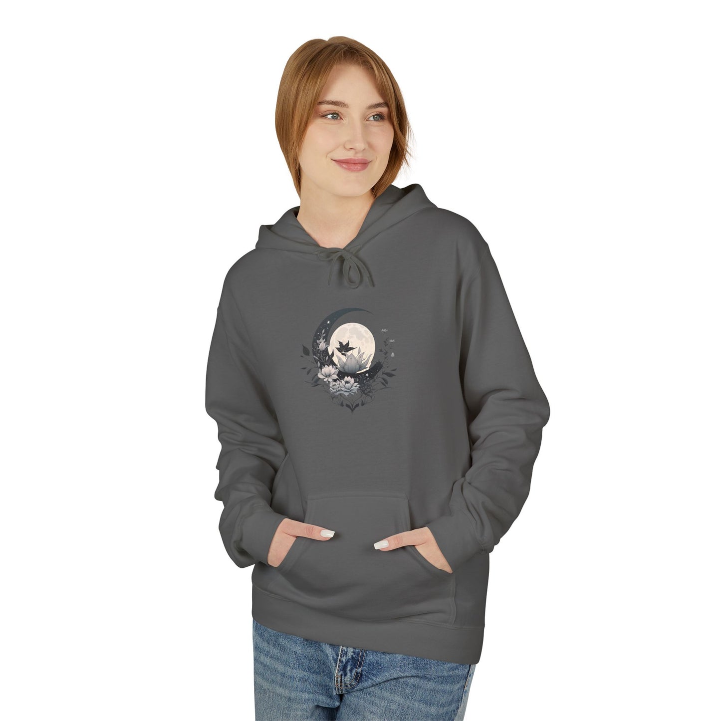 Moonlit Nature Fleece Hoodie - Soft, Cozy, Unisex, Great for Fall, Gift for Nature Lovers, Casual Wear, Warm Layer