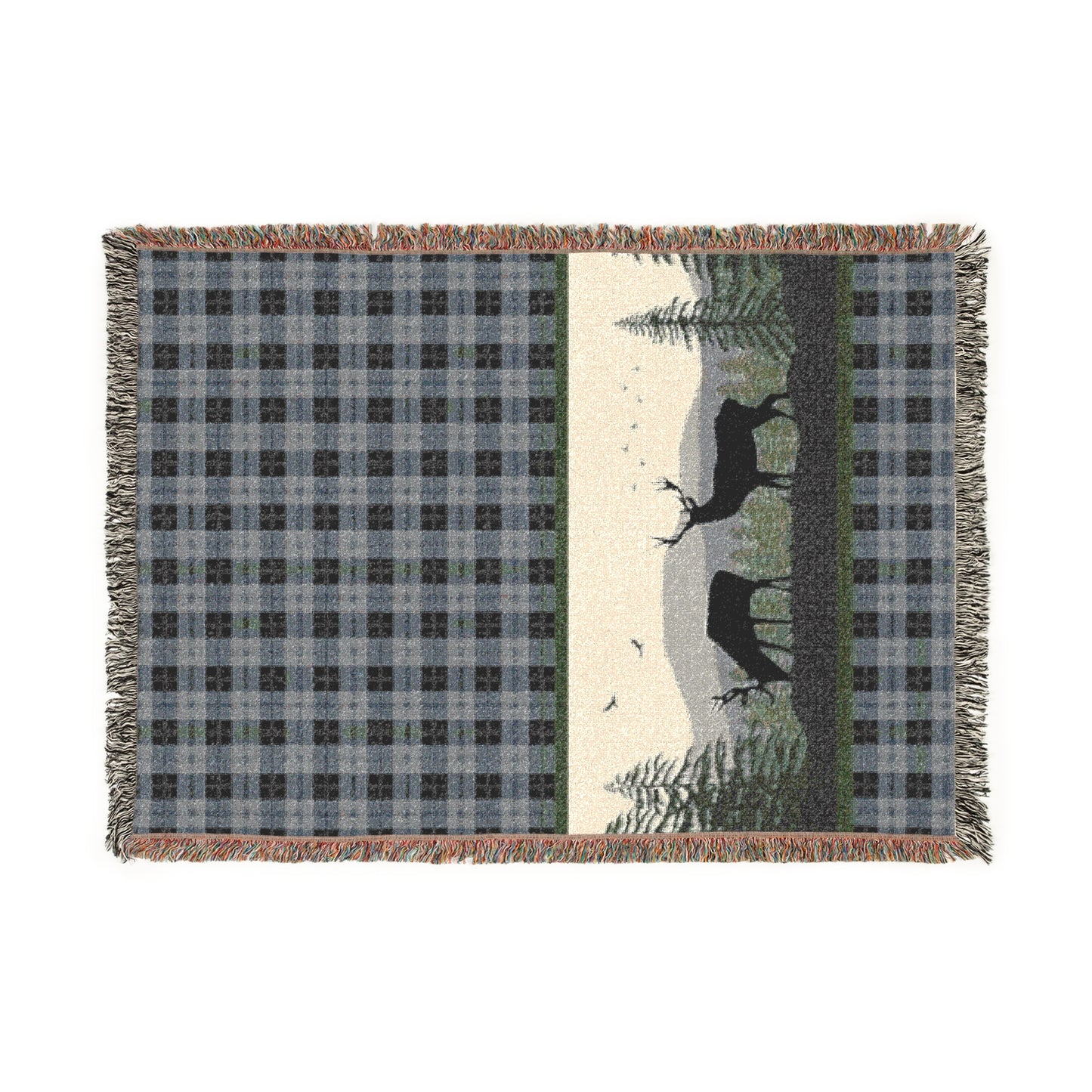 Cozy Outdoor Woven Blanket with Scenic Landscape Design