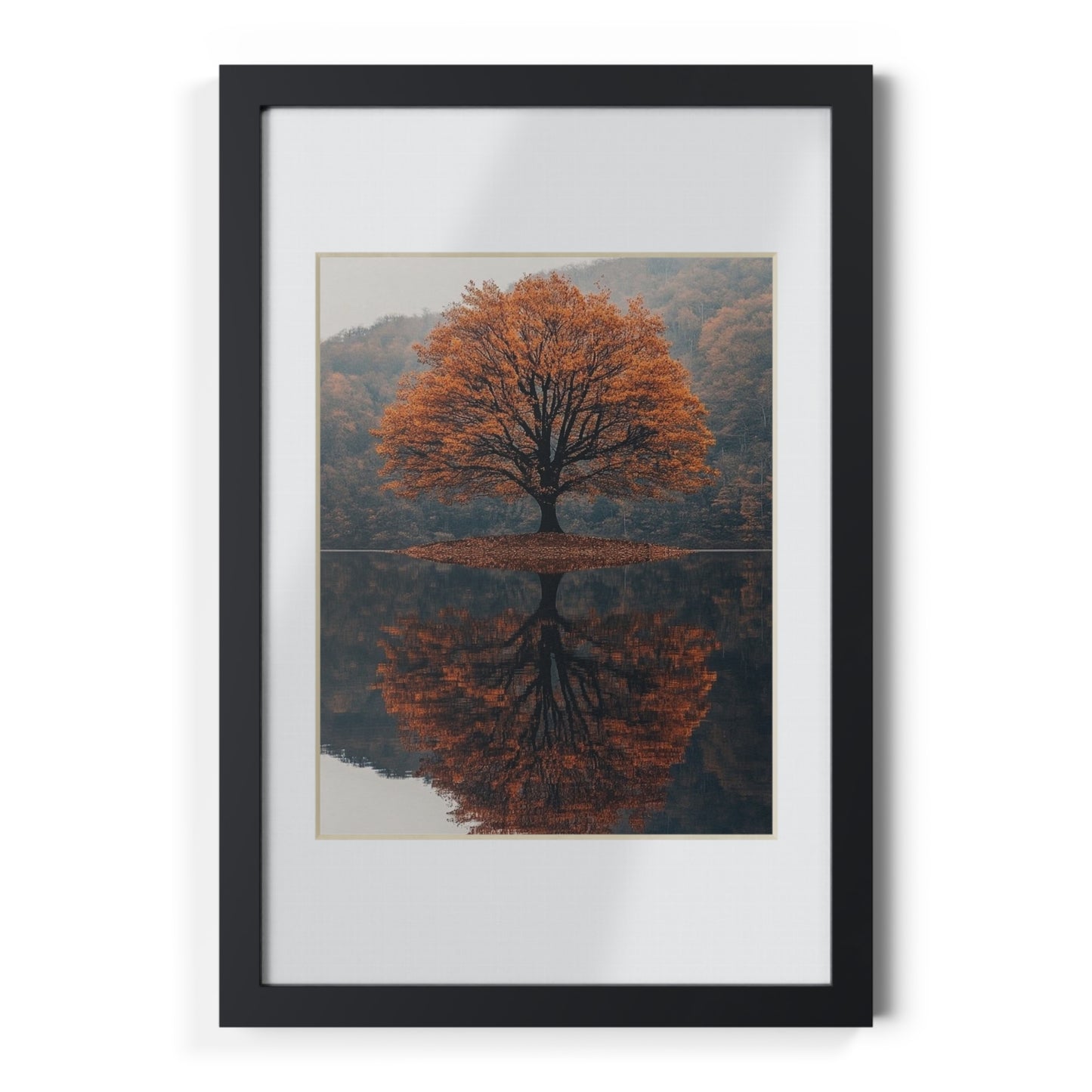 Elegant Black Framed Poster, Modern Wall Art, Home Decor, Autumn Tree Artwork, Gallery Style