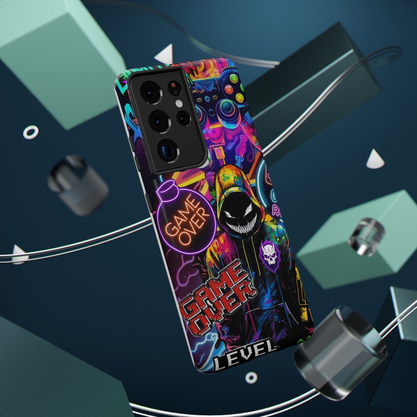 Vibrant Gaming Phone Case, Game Over Design, Impact-Resistant Case, Gamer Gift, Colorful Phone Accessory, Phone Protection