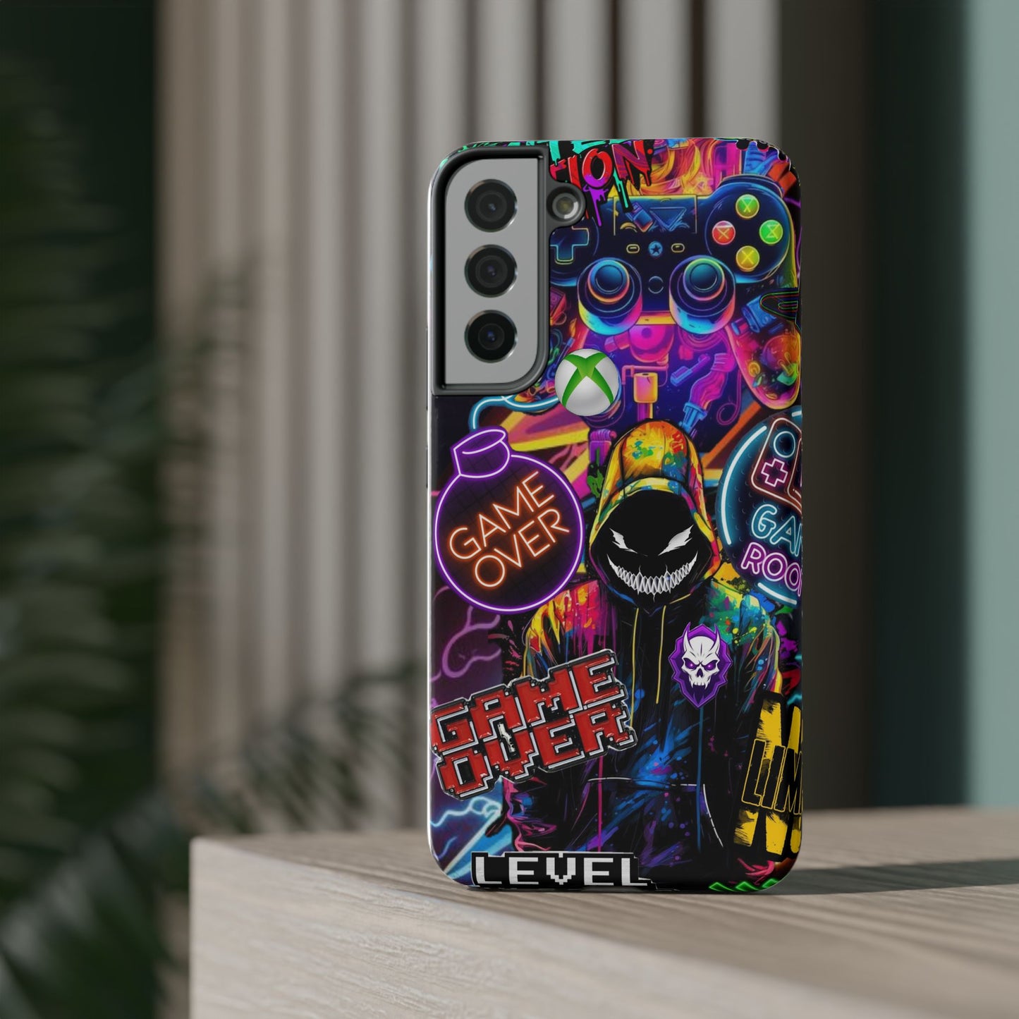 Vibrant Gaming Phone Case, Game Over Design, Impact-Resistant Case, Gamer Gift, Colorful Phone Accessory, Phone Protection