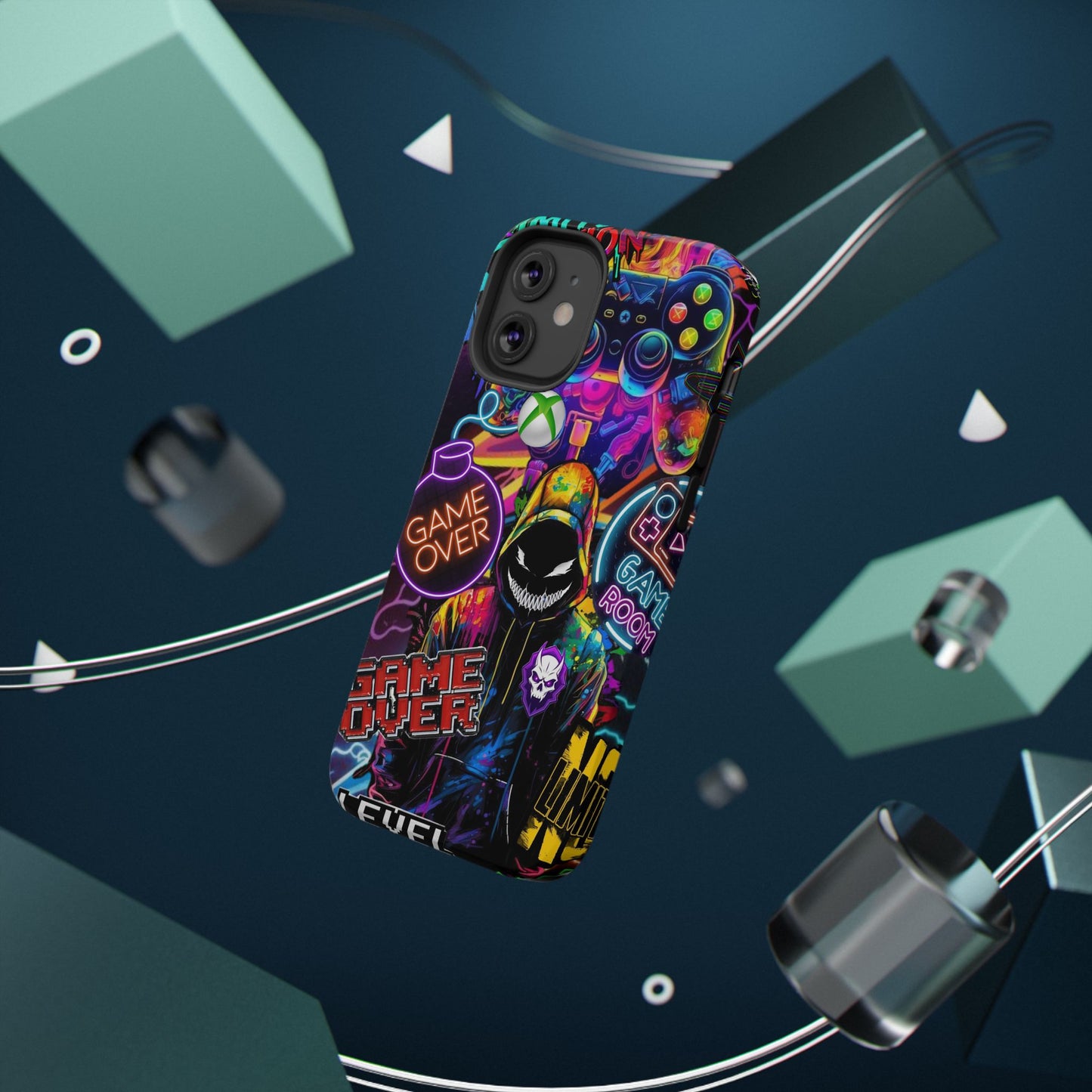 Vibrant Gaming Phone Case, Game Over Design, Impact-Resistant Case, Gamer Gift, Colorful Phone Accessory, Phone Protection